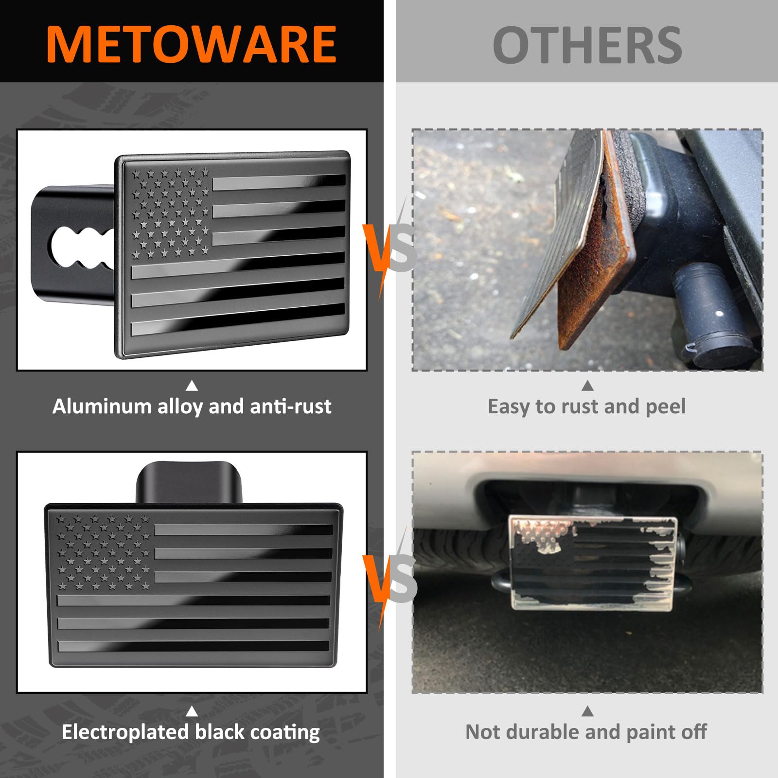 METOWARE 2inch receiver fit provides universal compatibility for many vehicles.