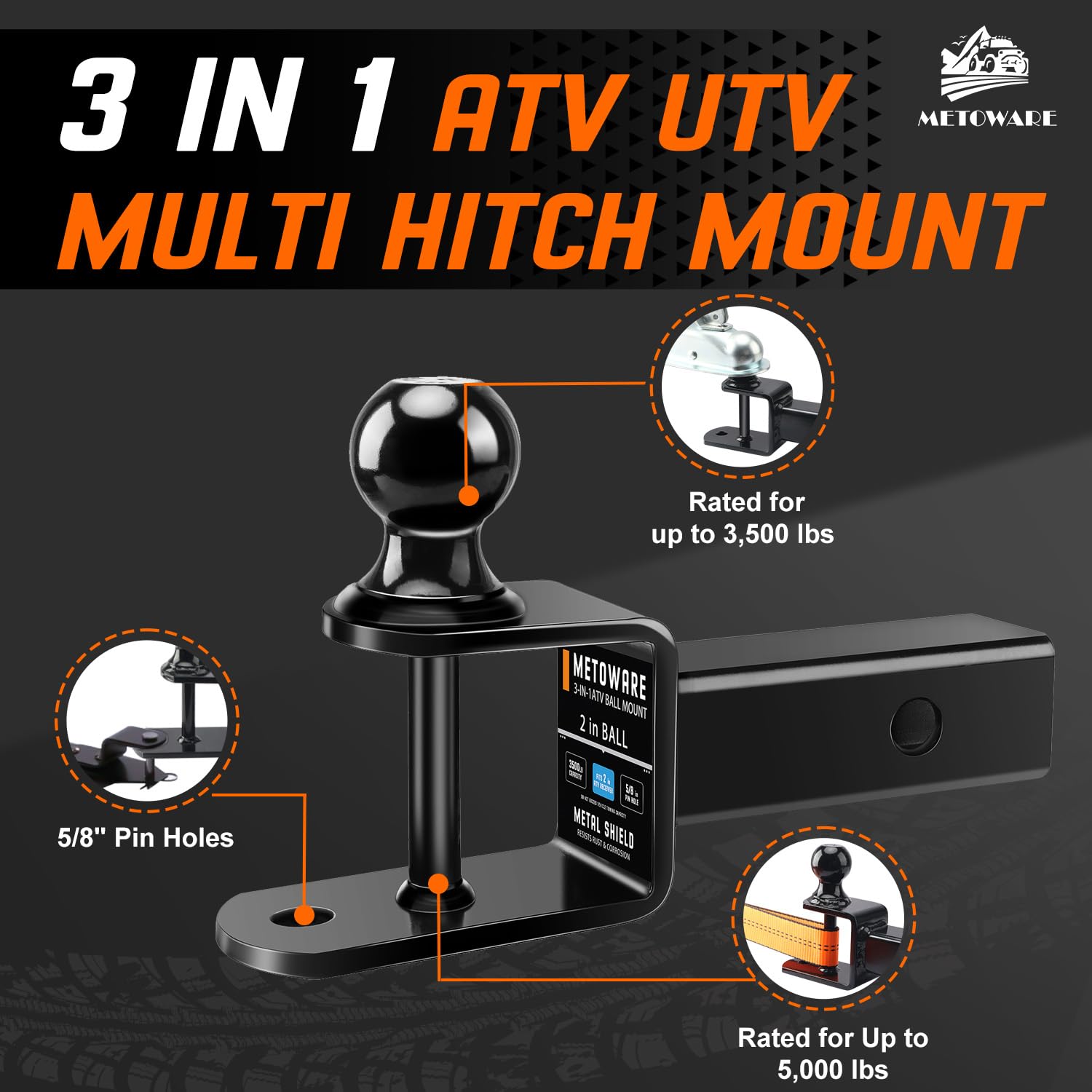 METOWARE 3-in-1 hitch assembly enabling quick towing setup