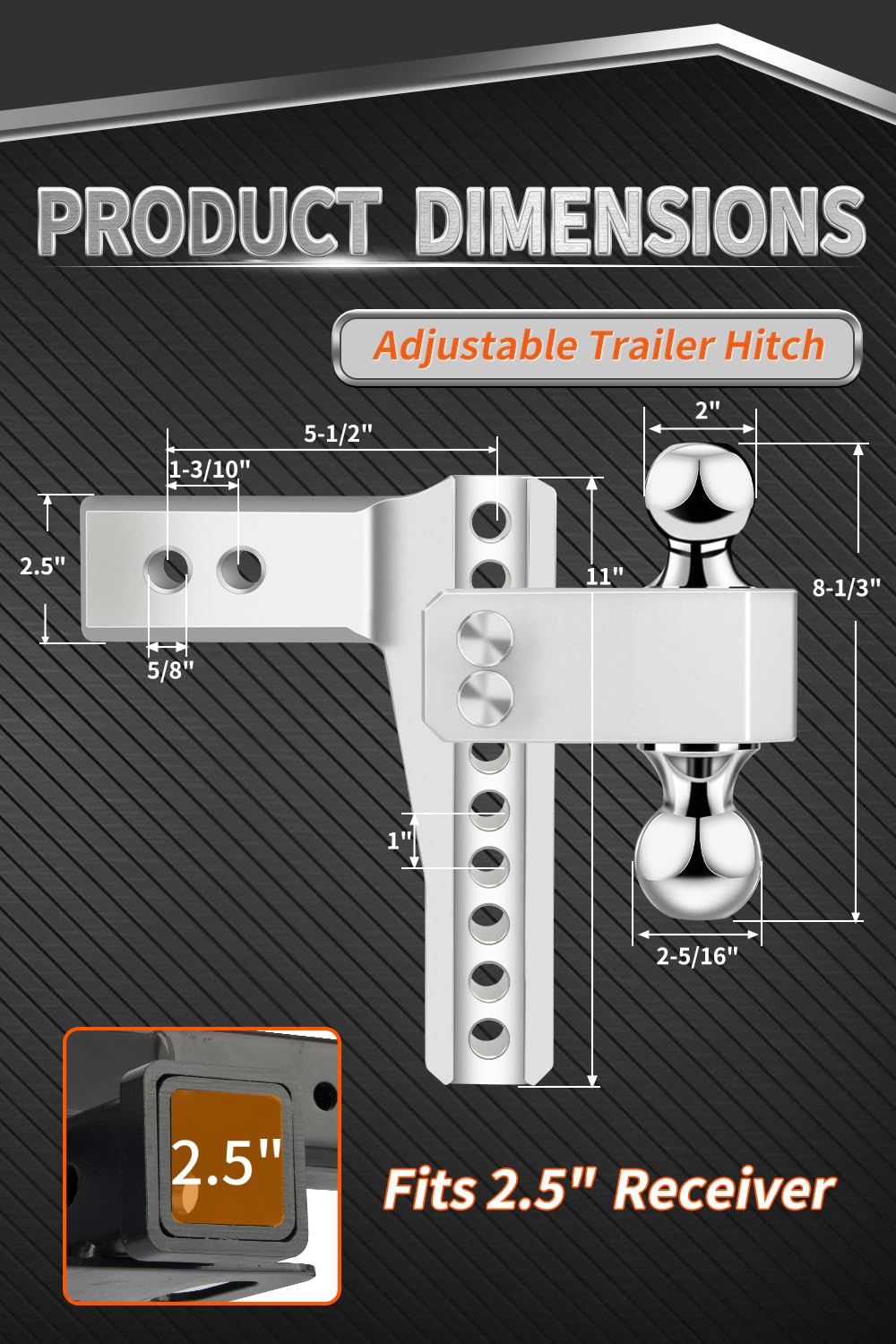 METOWARE 8-inch drop-rise hitch in use for varying trailer heights