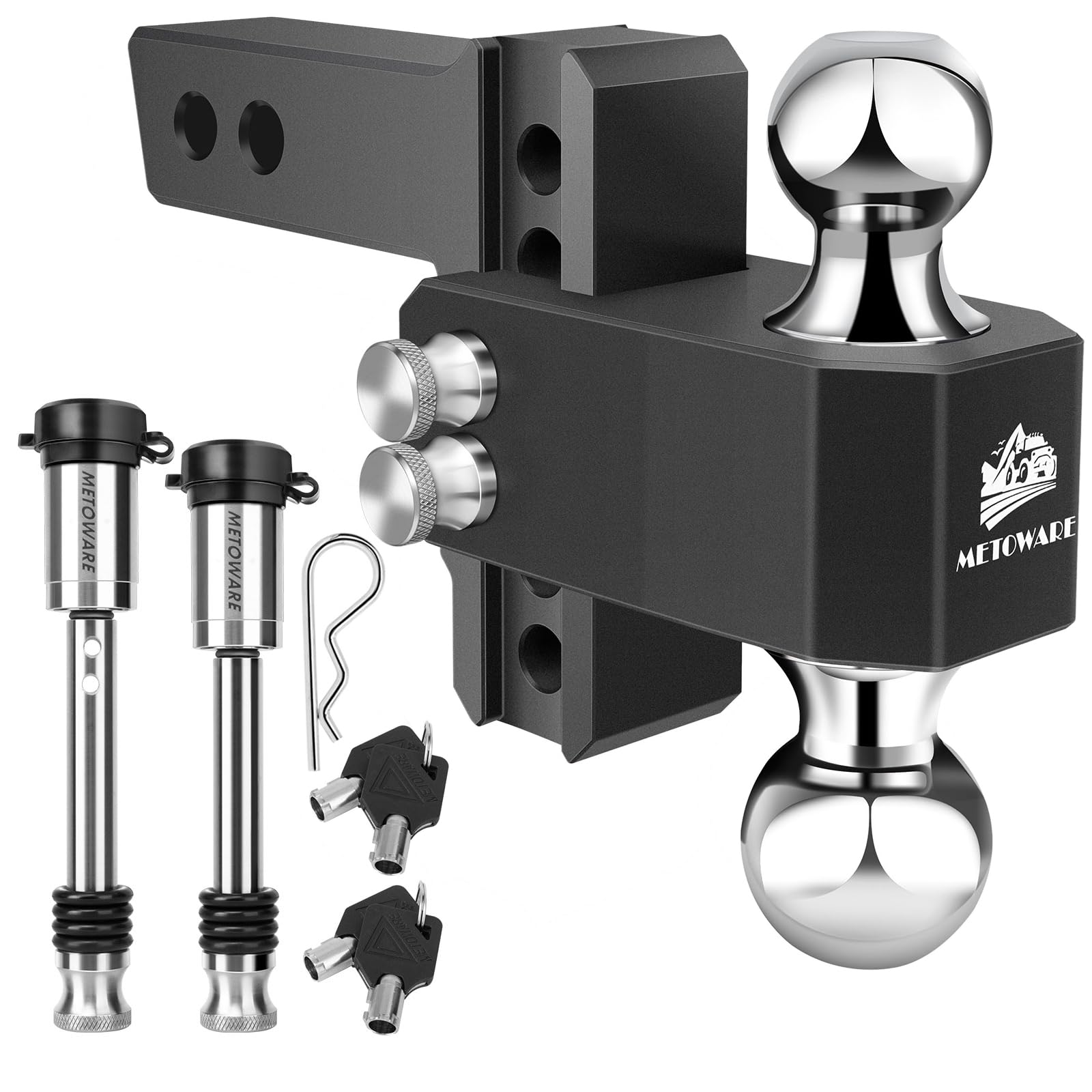 METOWARE adjustable trailer hitch in 2in receiver for versatile towing setups.