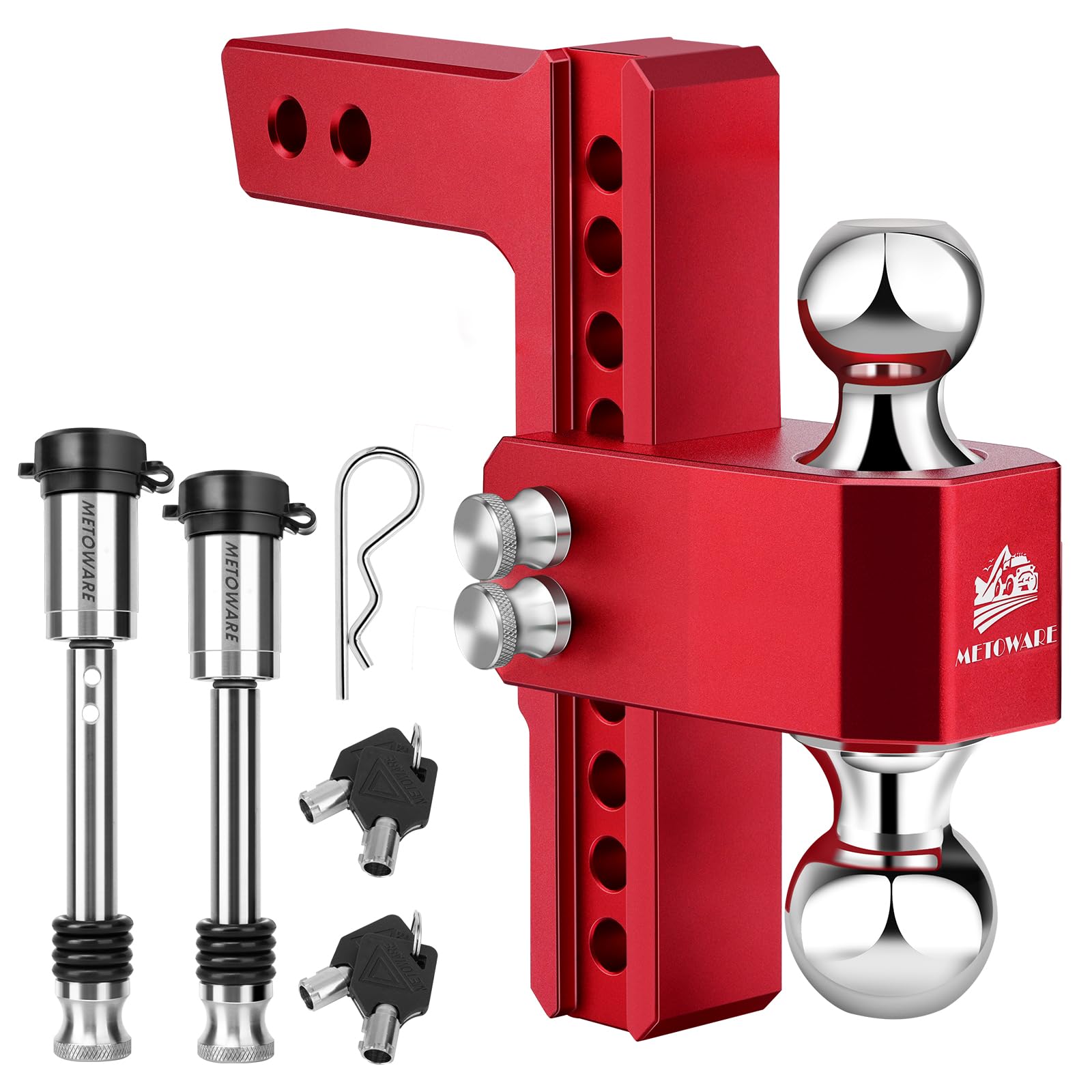 METOWARE adjustable trailer hitch with 8in drop-rise for precise towing heights