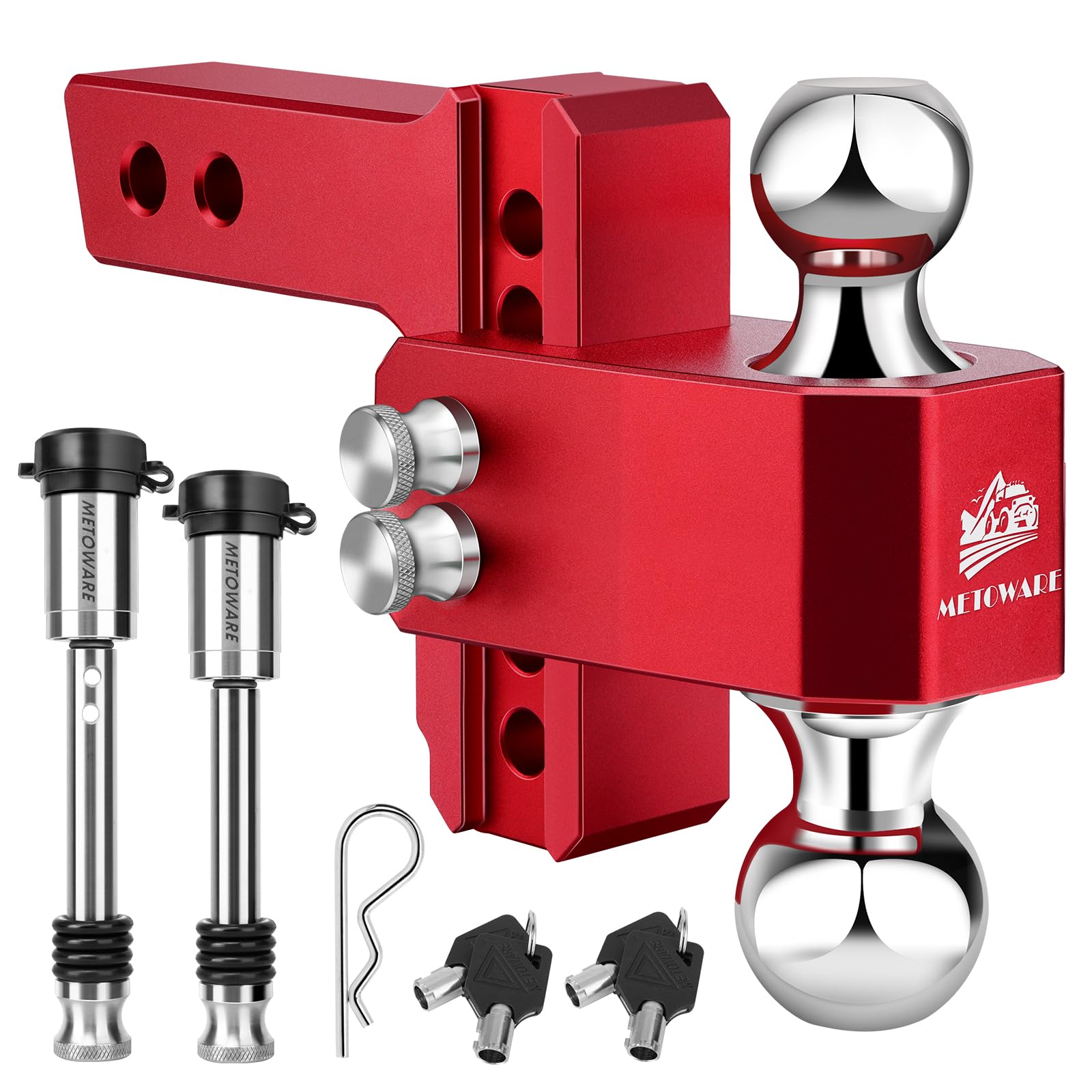 METOWARE adjustable trailer hitch in aluminum for 2-inch receiver enabling flexible towing