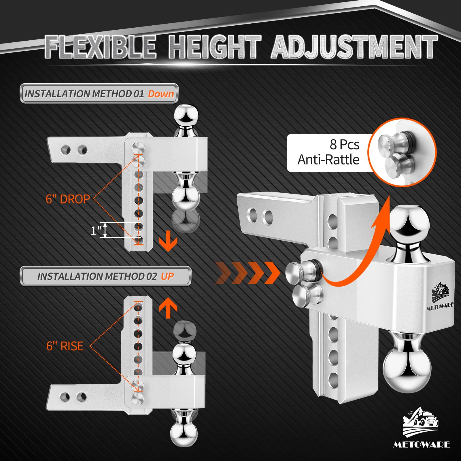 METOWARE aluminum hitch with anti-rust finish ready for harsh environments