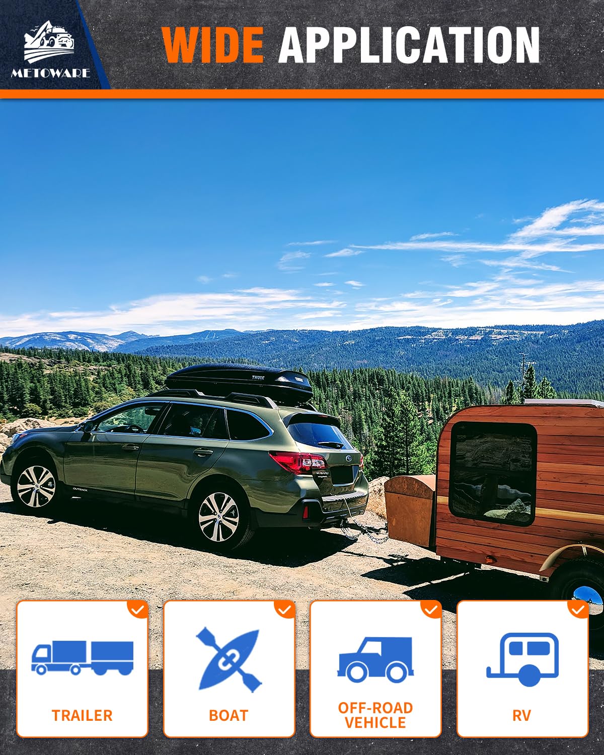 METOWARE blue finish increases visibility while towing