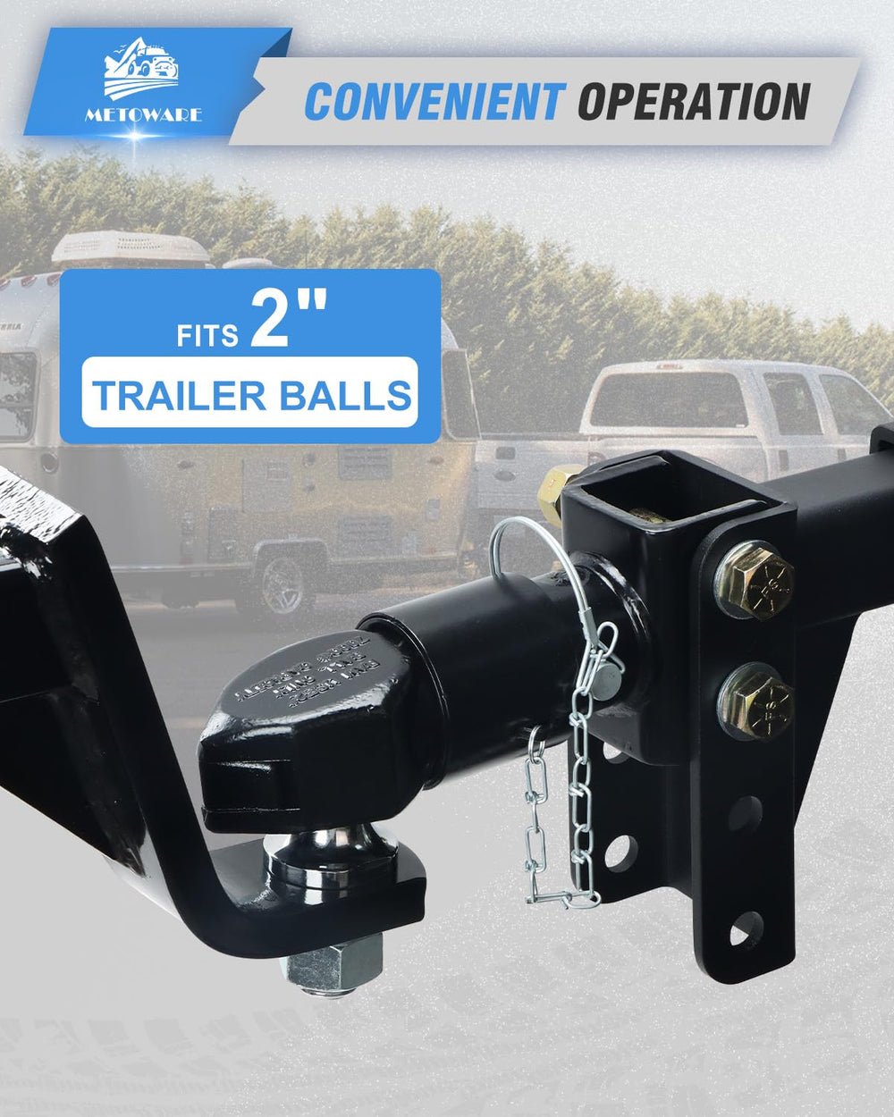 METOWARE compatible with standard 2-inch trailer balls for broad use.