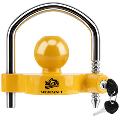 METOWARE front view of yellow coupler lock showing durable all-metal body and visibility benefit
