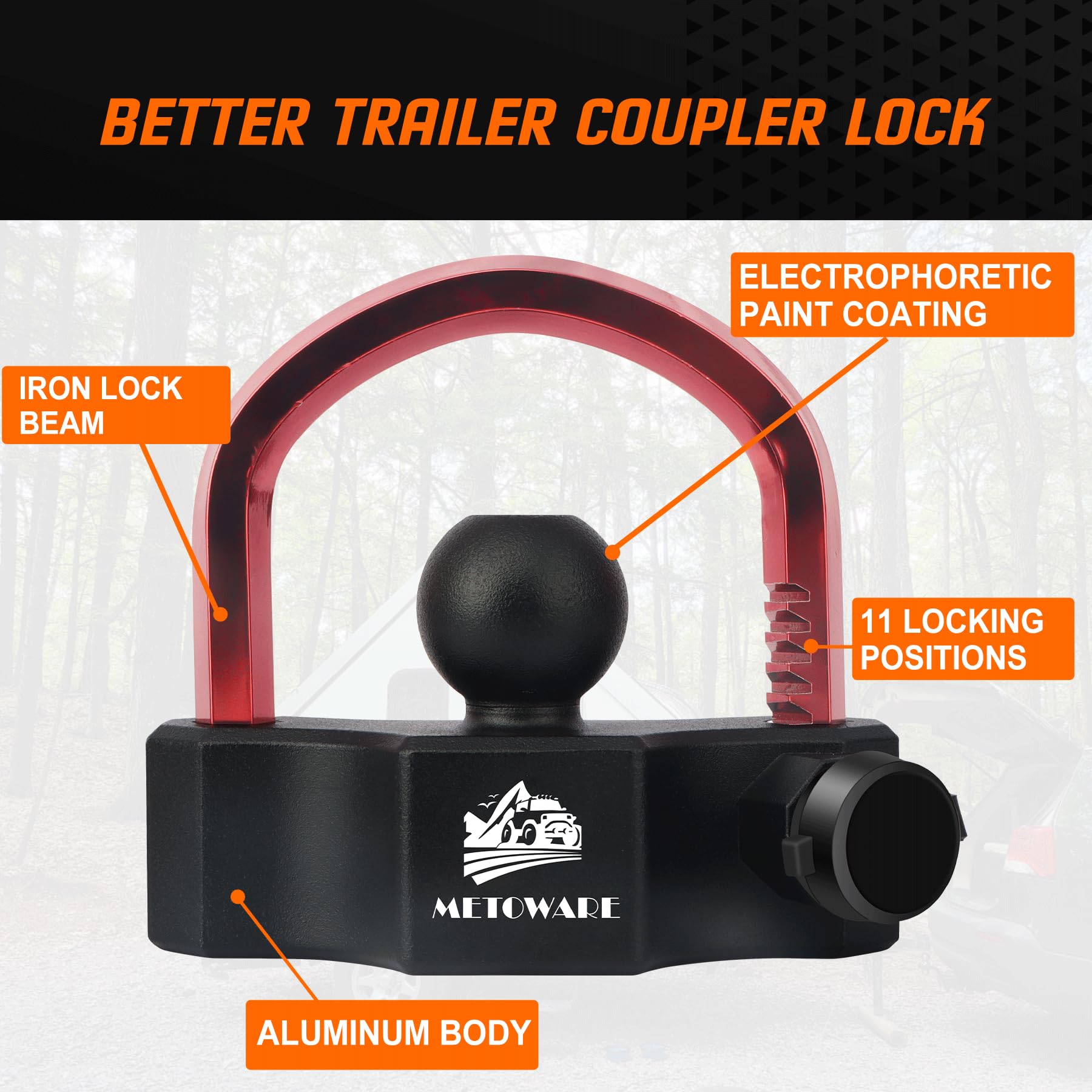 METOWARE heavy-duty trailer coupler lock offering robust security on the road