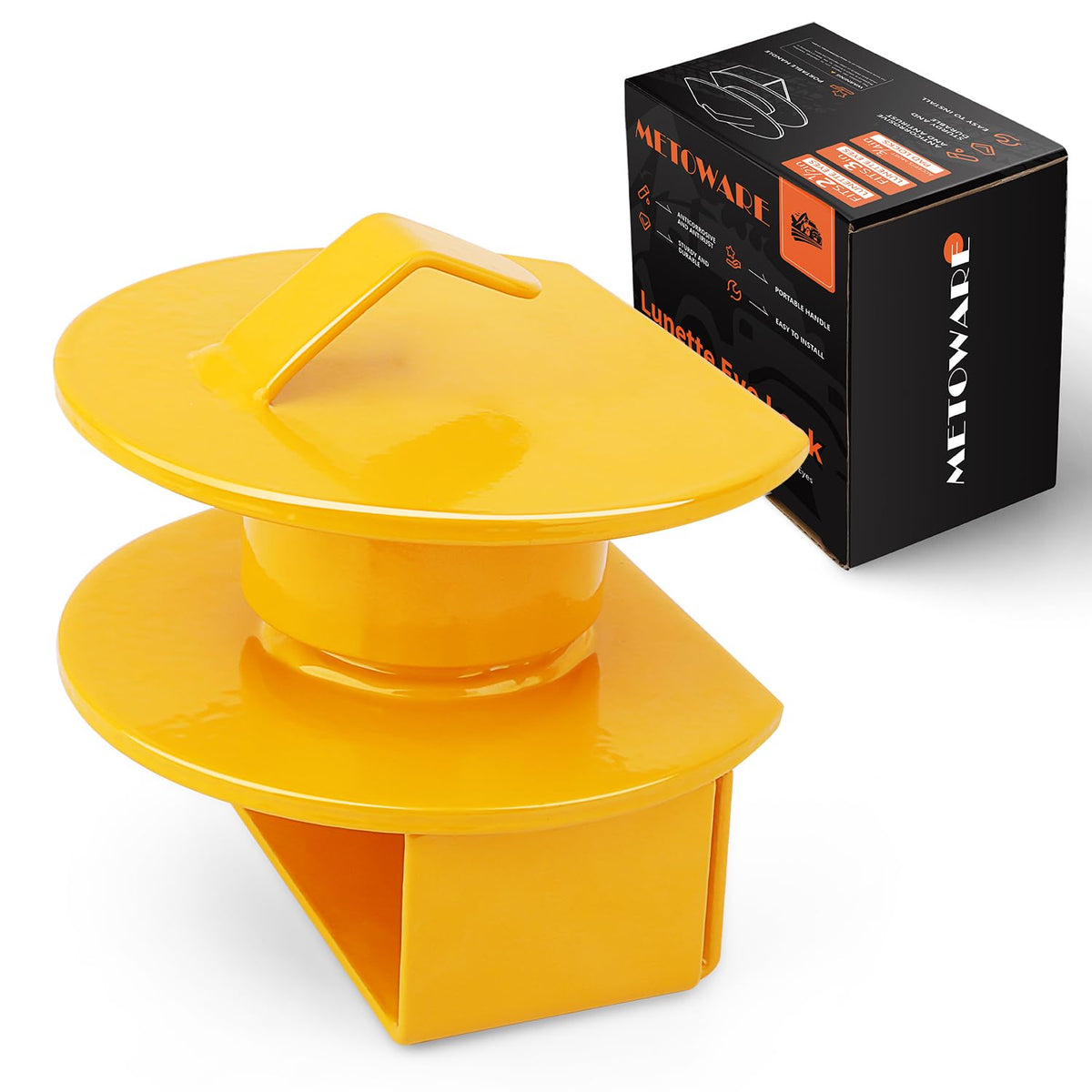 METOWARE Lunette Eye Lock with yellow coating secures trailers and equipment