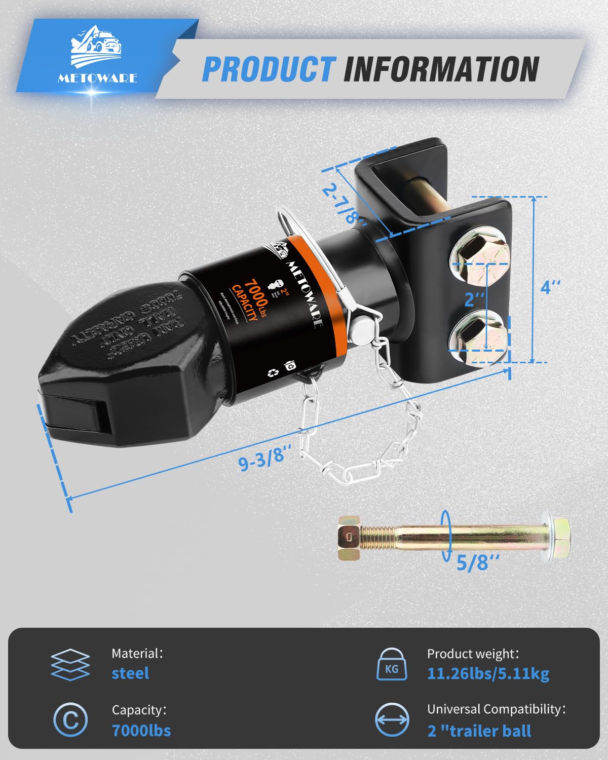 METOWARE sleeve-lock latch close-up for quick, precise hitching.