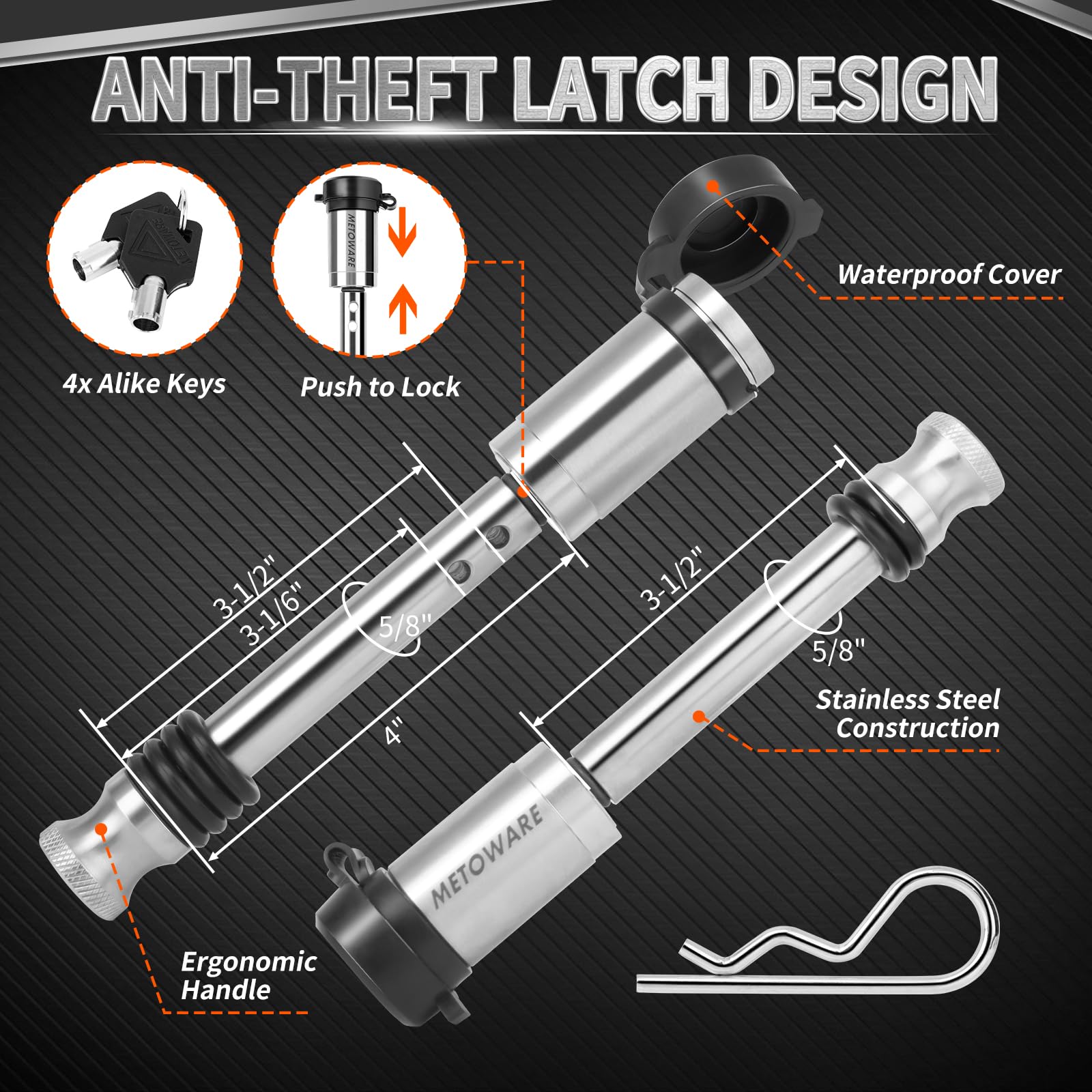 METOWARE stainless-steel-pin-locks provide secure, weatherproof trailer connections