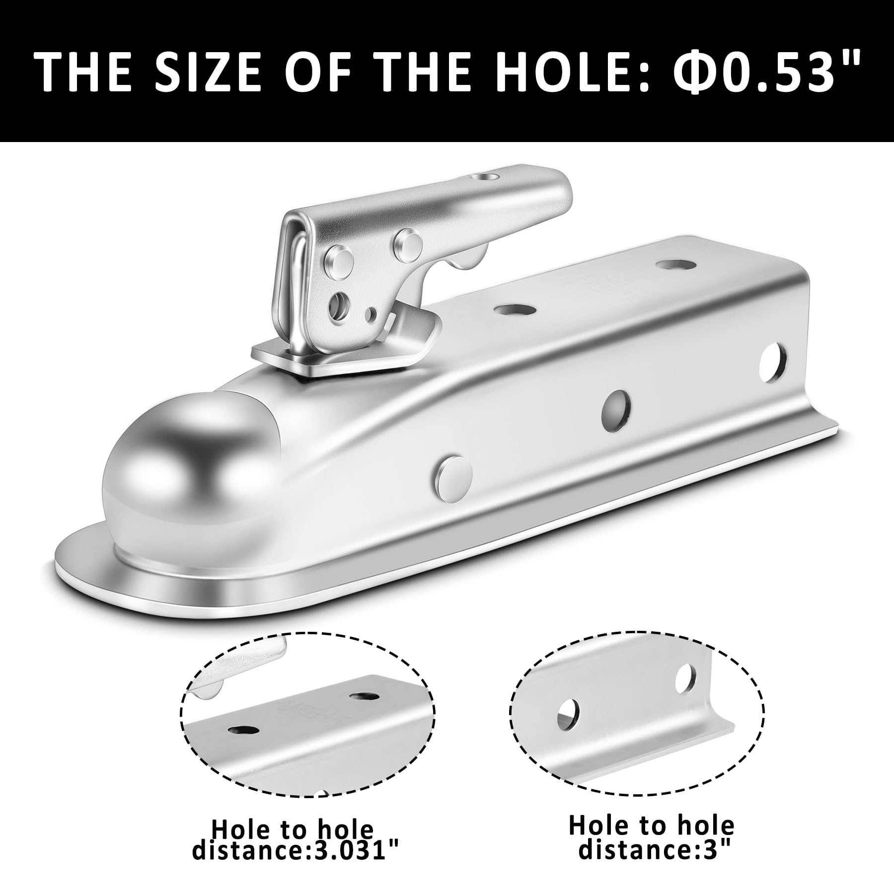 METOWARE straight tongue coupler latching mechanism for secure engagement