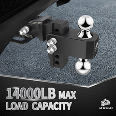 METOWARE trailer hitch showing 4-inch drop-rise for easy height adjustment.