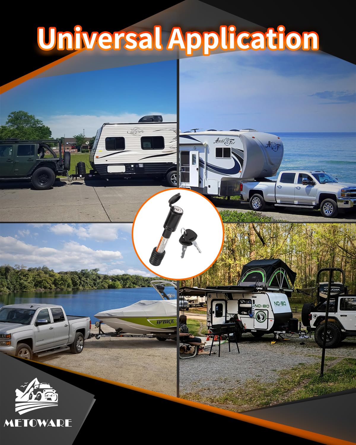 METOWARE two-pack provides secure hitch protection for multiple setups.