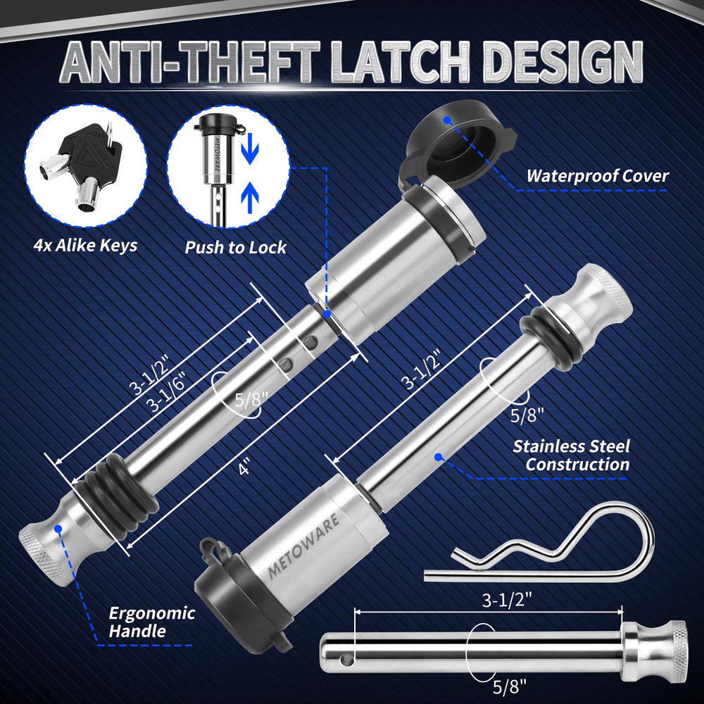 METOWARE security locks and pin provide theft protection and reliability.