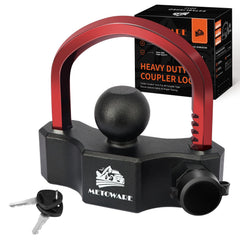 METOWARE universal hitch lock with adjustable fit to multiple couplers for secure towing