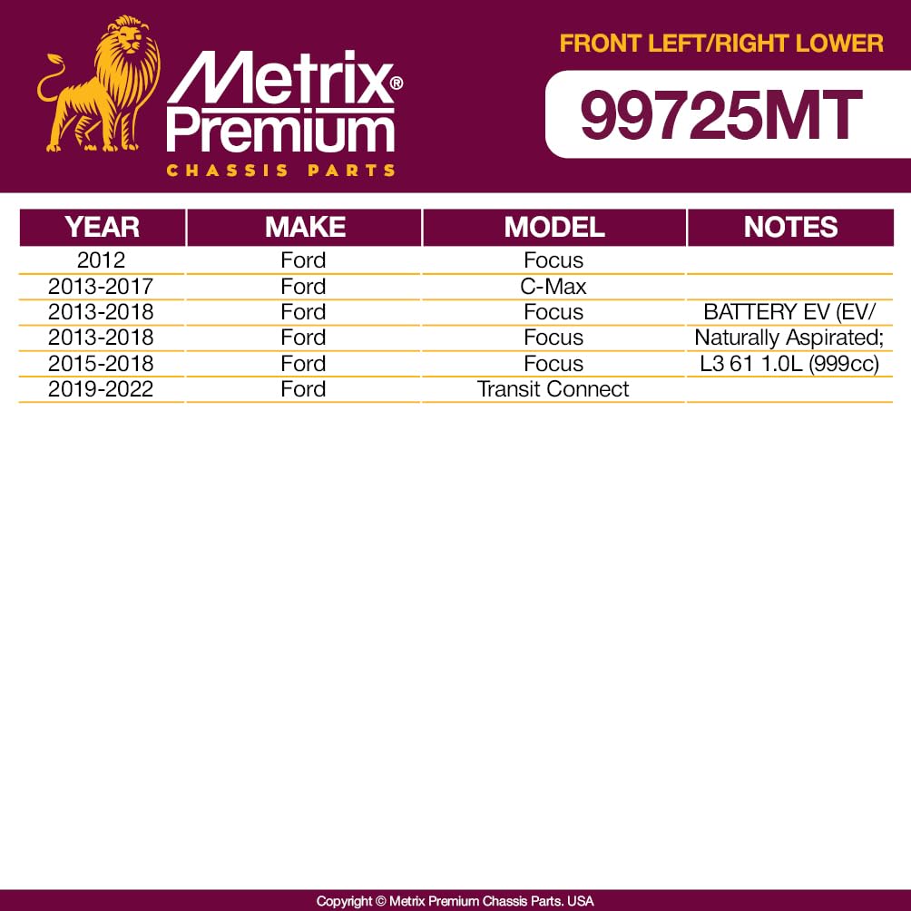 Metrix Premium front right lower control arm assembly for stable alignment