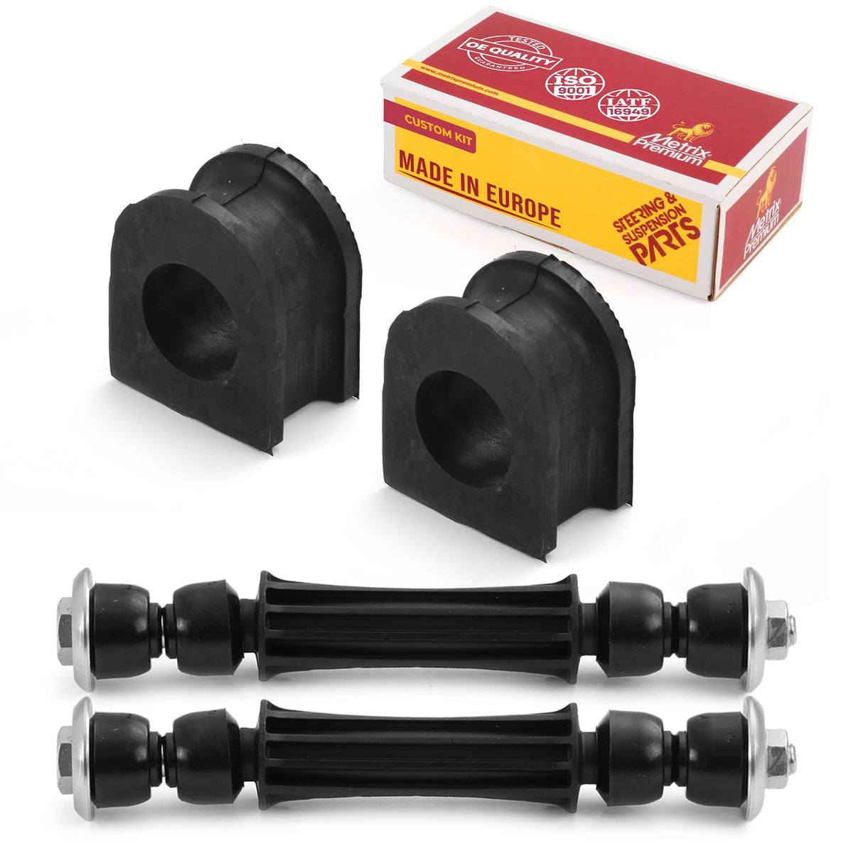 METRIX Premium front stabilizer link kit closeup with sturdy joints for durable performance.