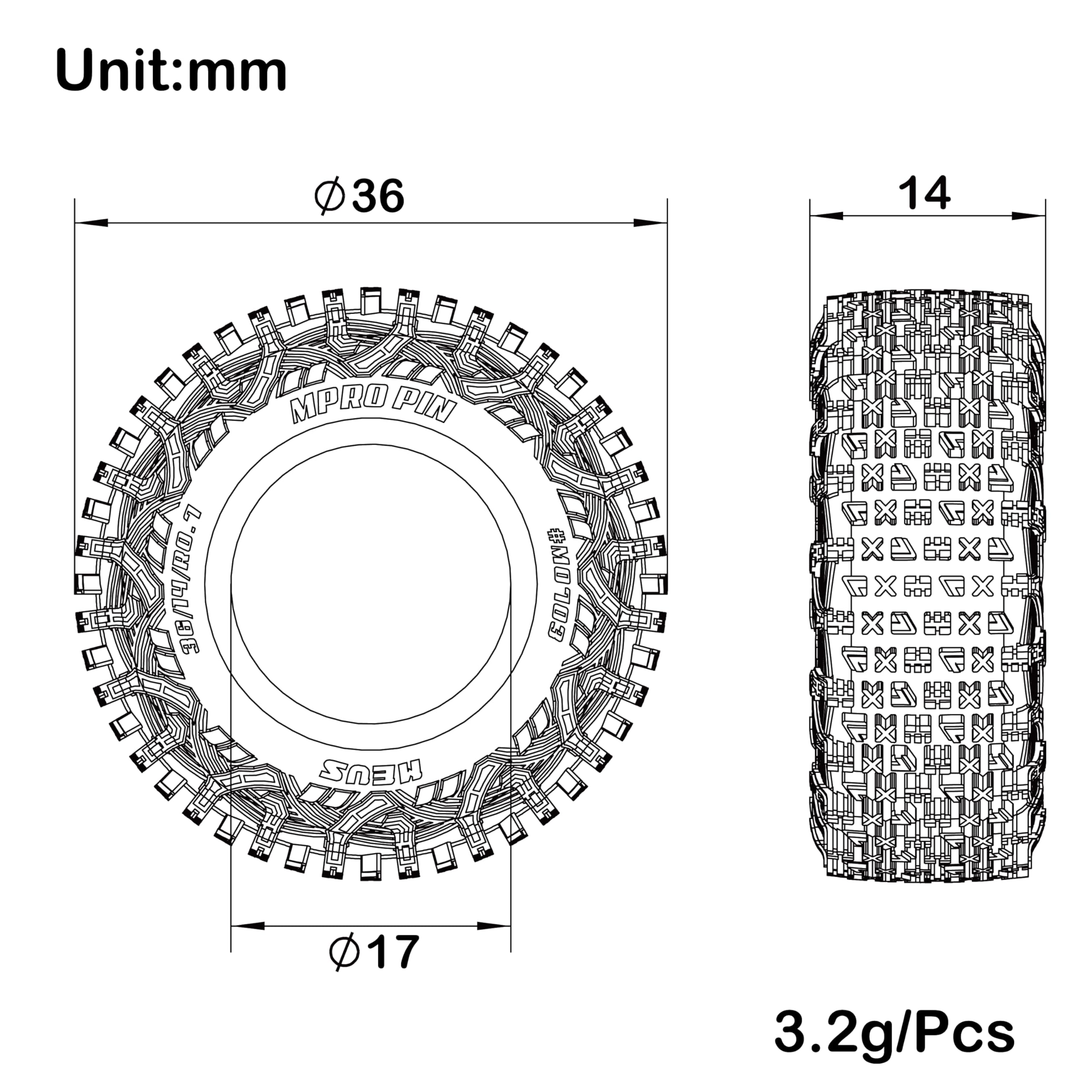 MEUS RACING 0.7 tires demonstrate side friction stripes for better lateral grip