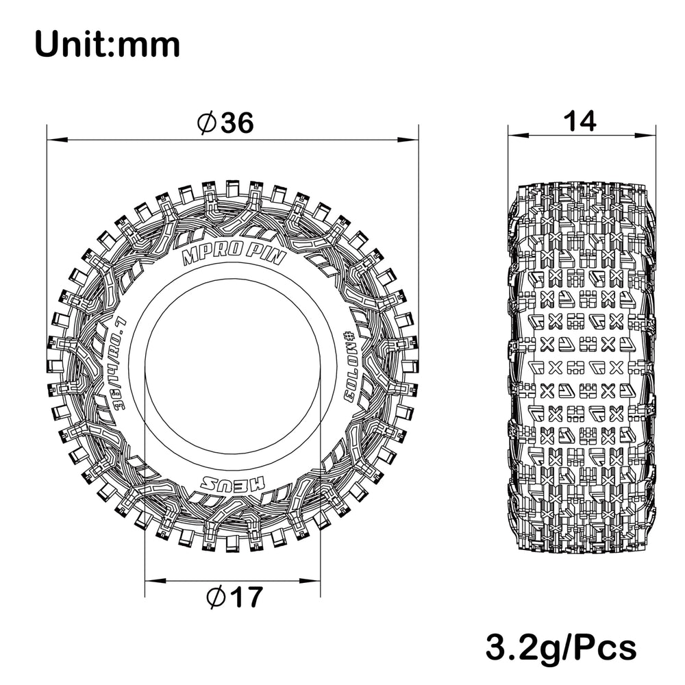 MEUS RACING 0.7 tires demonstrate side friction stripes for better lateral grip