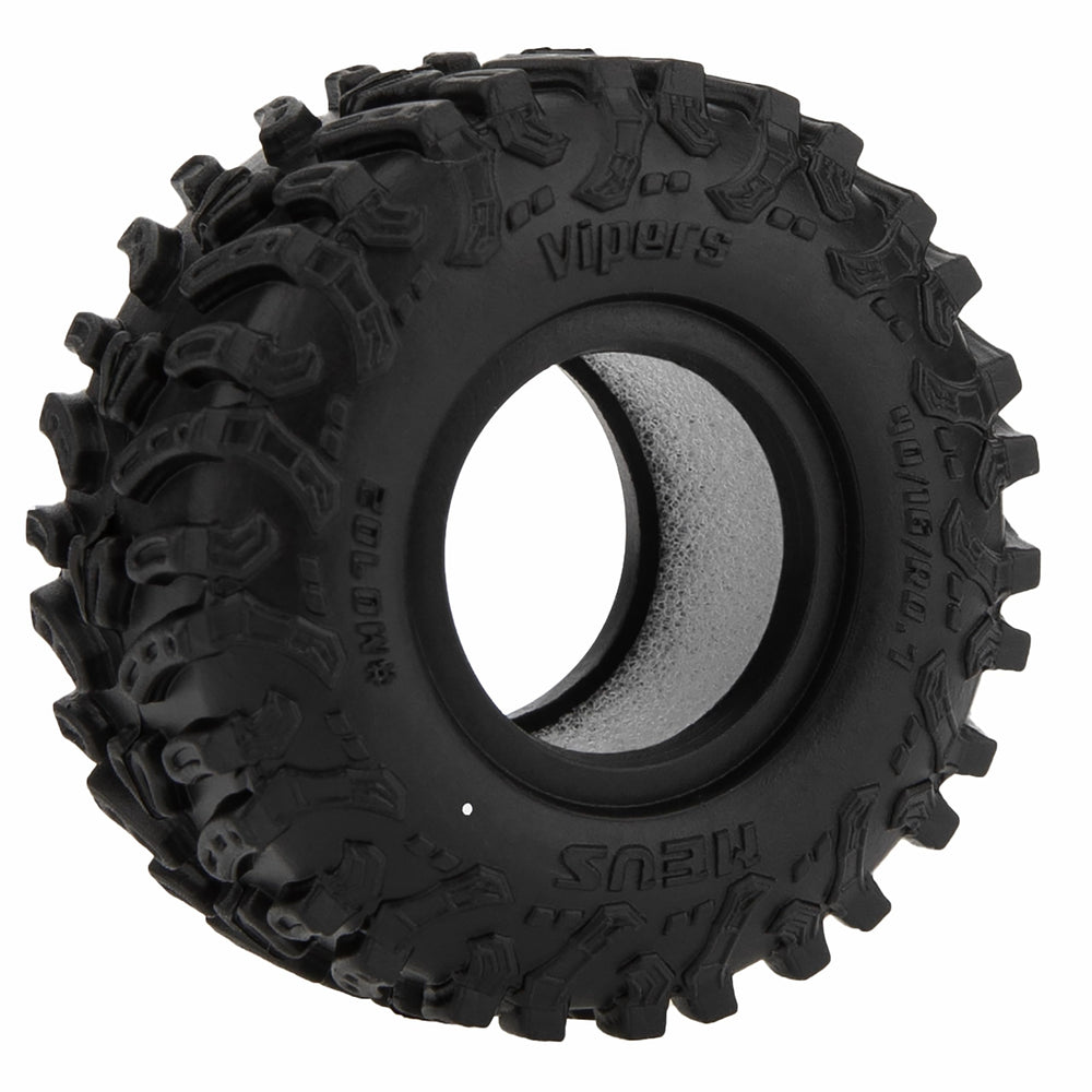 MEUS RACING MS6 tires fitted to Axial SCX30 and Redcat Ascent-32 crawlers.