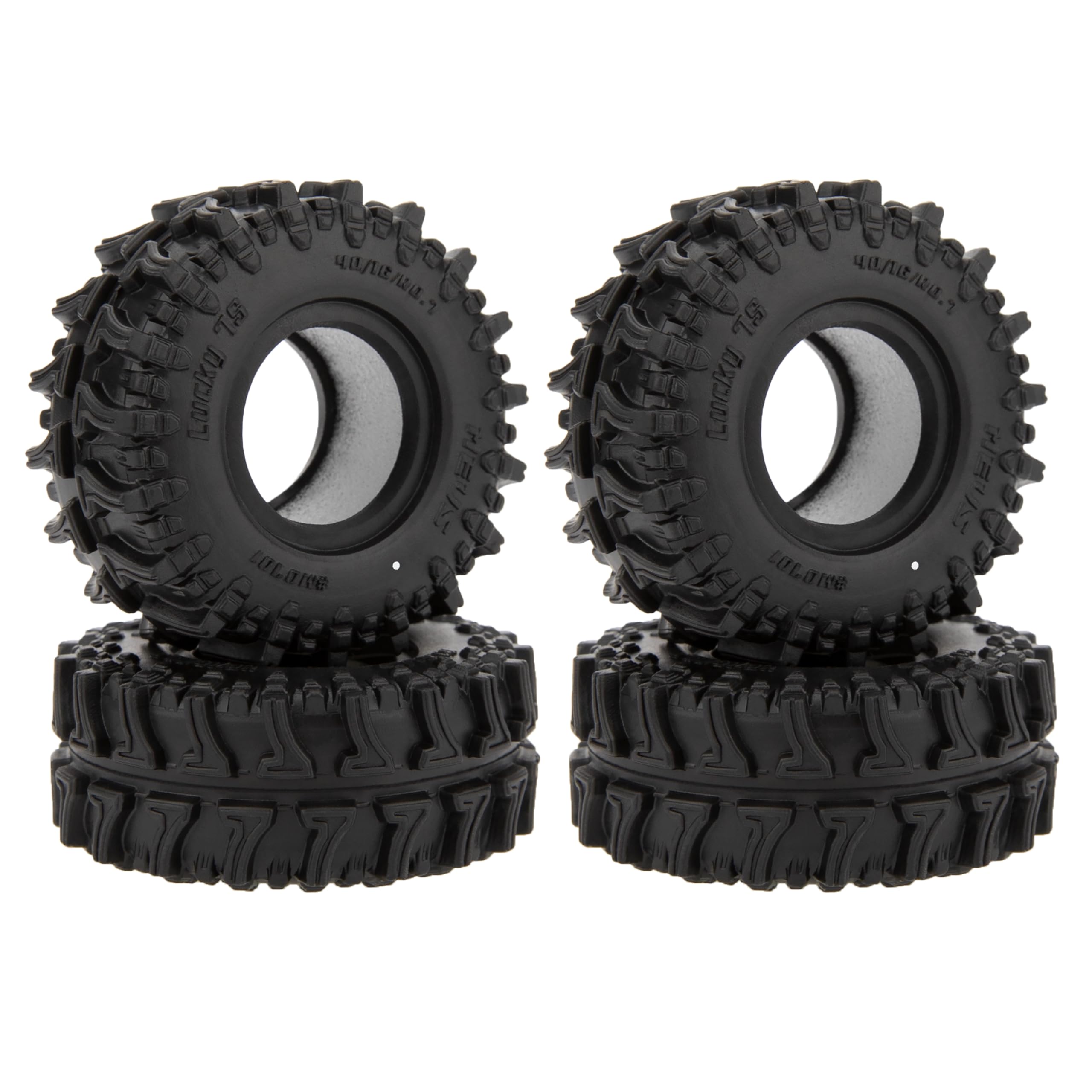 MEUS RACING MS6 Lucky 7S 0.7 tire tread close-up for mud and rock grip.