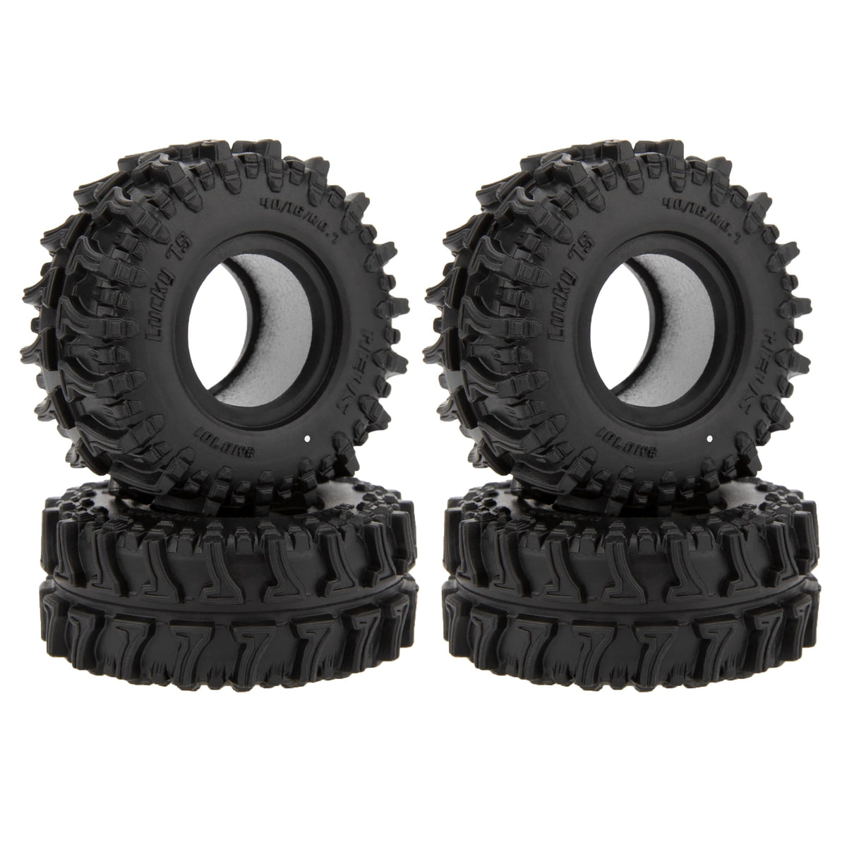 MEUS RACING MS6 Lucky 7S 0.7 tire tread close-up for mud and rock grip.