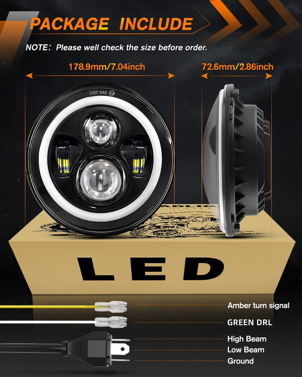 MGLLIGHT headlights compatible with Wrangler TJ JK JL CJ models.