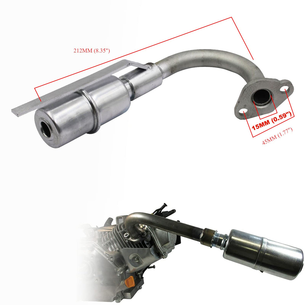 MGWILL exhaust muffler for Honda GX160, improved clearance for minibikes