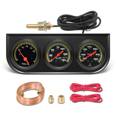 MH triple gauge set front view with clear dials for real-time monitoring