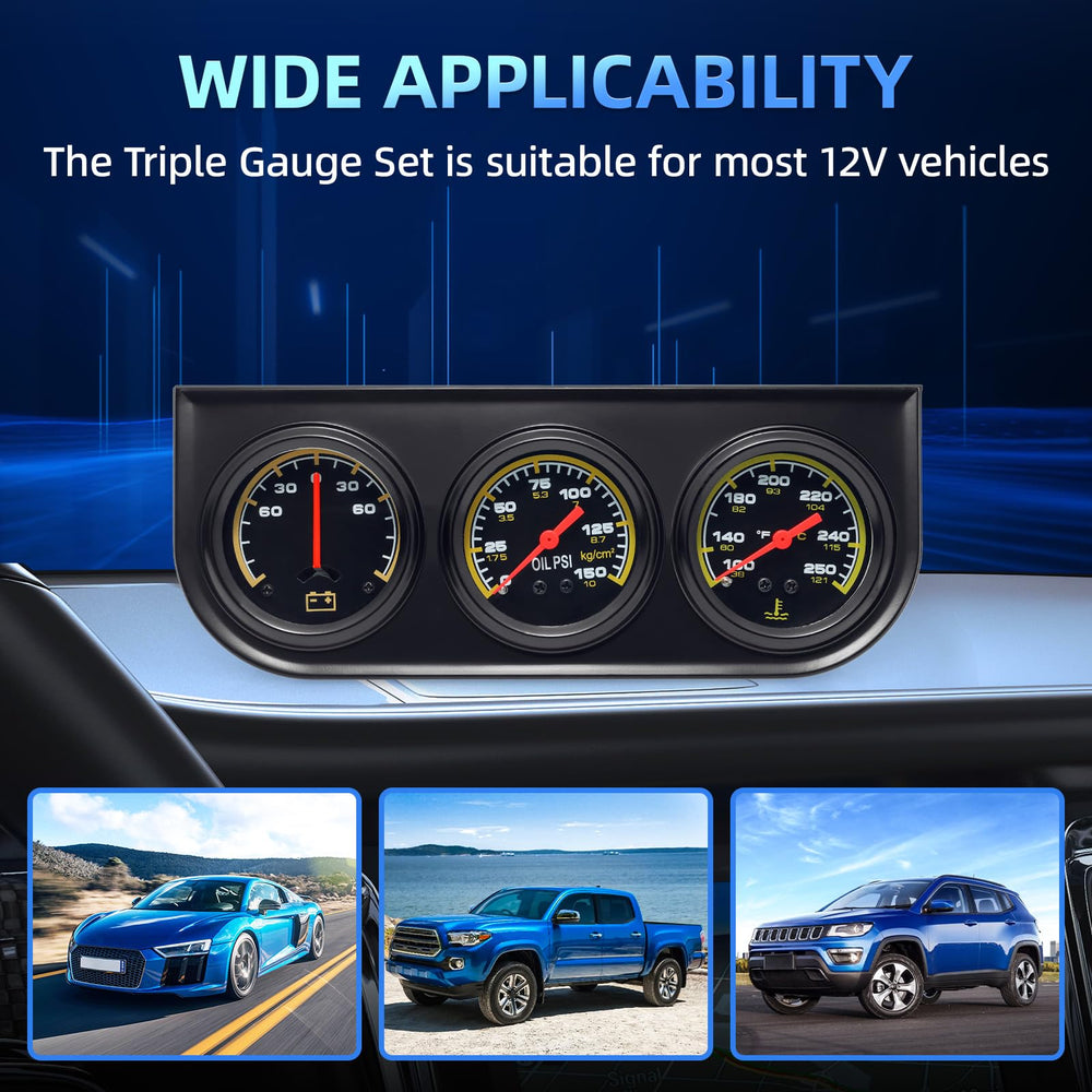 MH 52mm gauge cluster backlit dials for night visibility