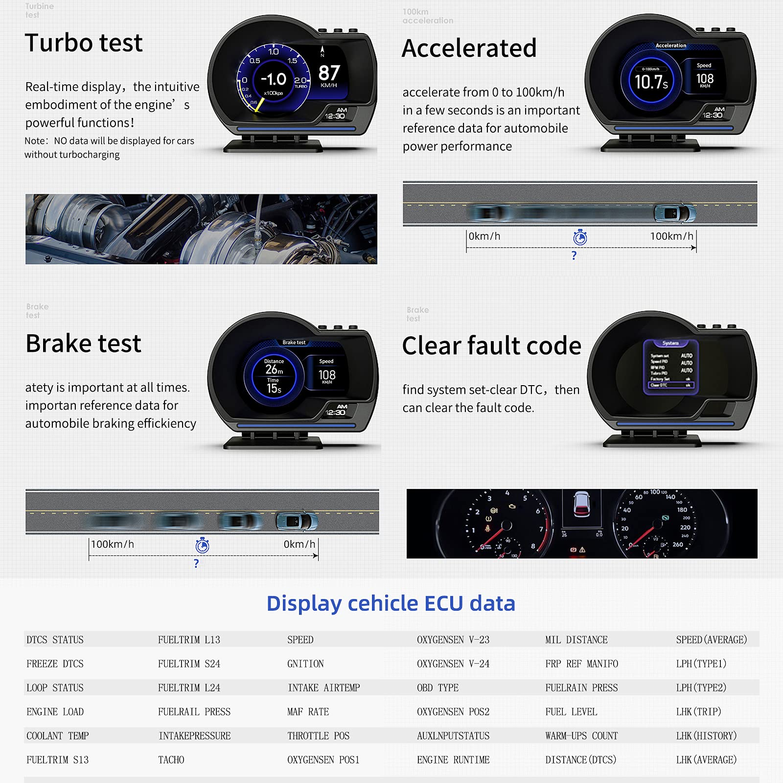MH Head Up Display brightness settings customize visibility in any lighting.
