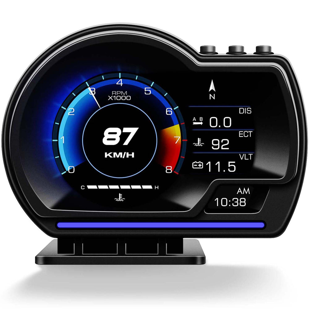 MH Head Up Display dashboard view with quick speed and RPM at a glance.