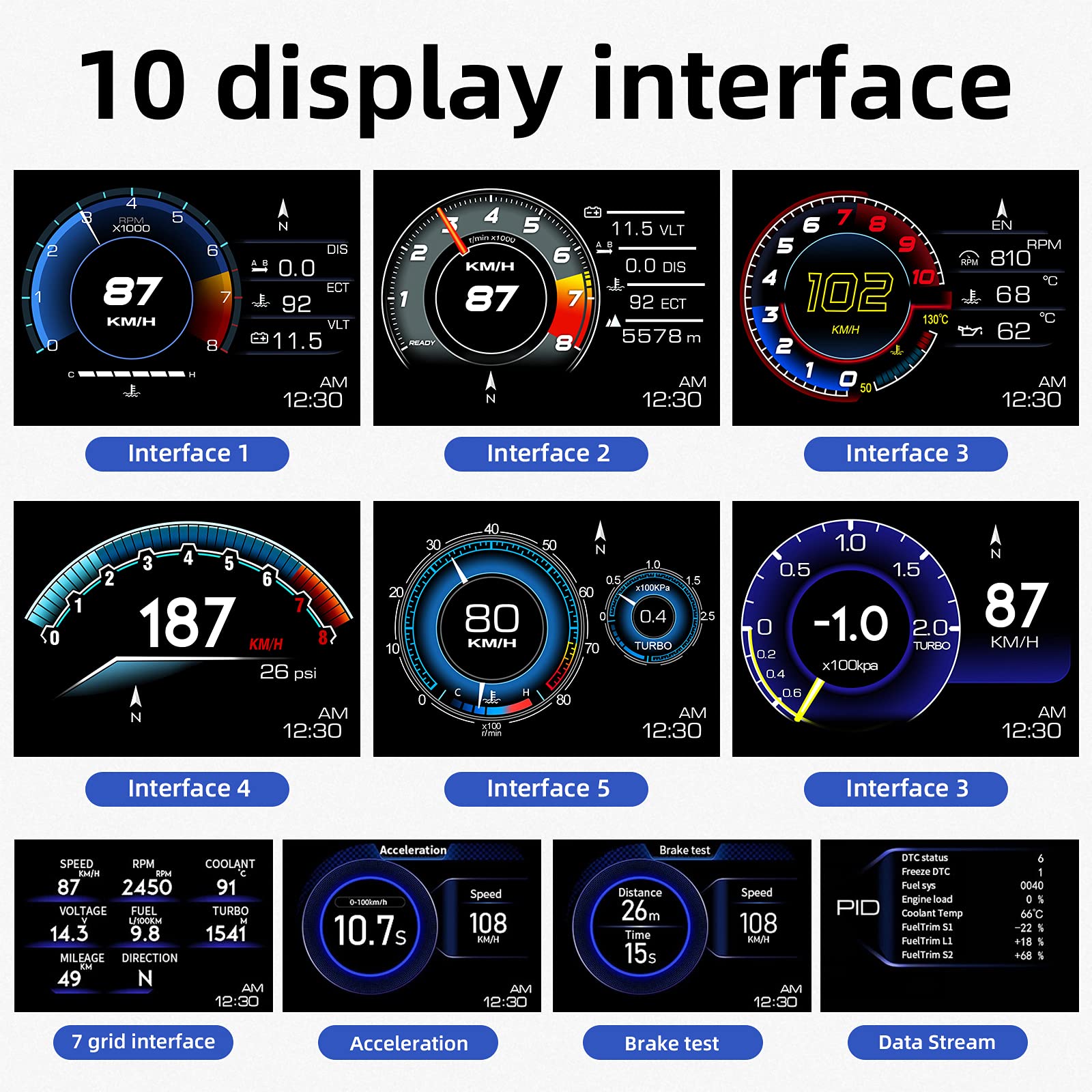 MH Head Up Display dual system switch offers OBD2 and GPS versatility.