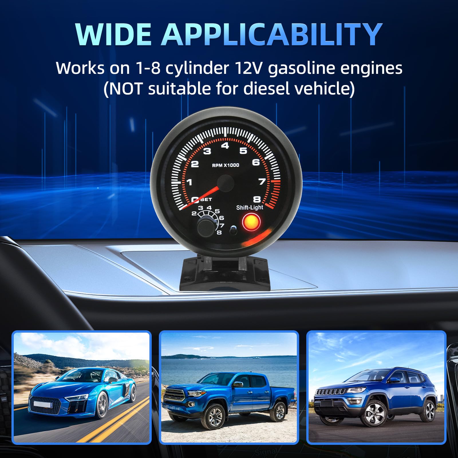 MH tachometer real-time RPM display supports quick driving decisions