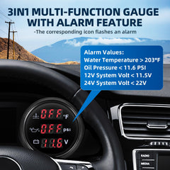 MH Triple Gauge 316 bezel provides durable, scratch-resistant housing for marine use