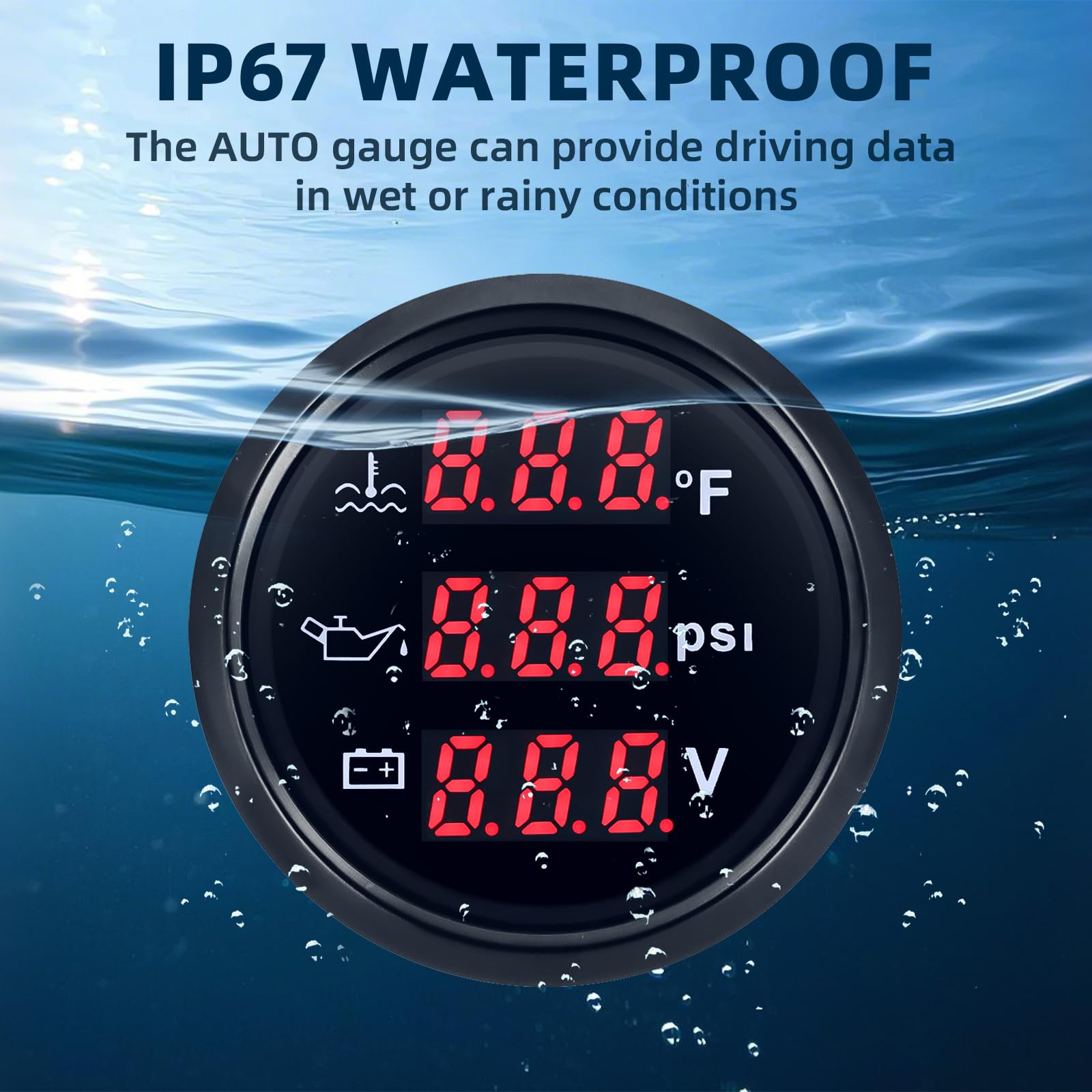 MH Triple Gauge IP67 lens keeps readings clear in splash and dust