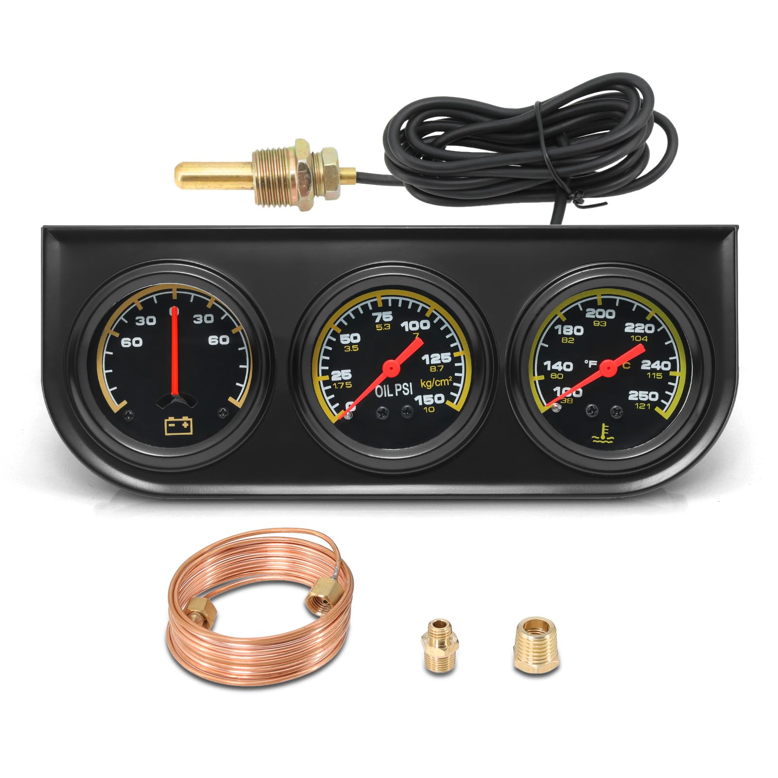 MH triple gauge set ammeter in dashboard for electrical readings