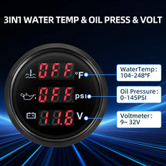 MH Triple Gauge Voltmeter display shows charging status across 9-32V systems