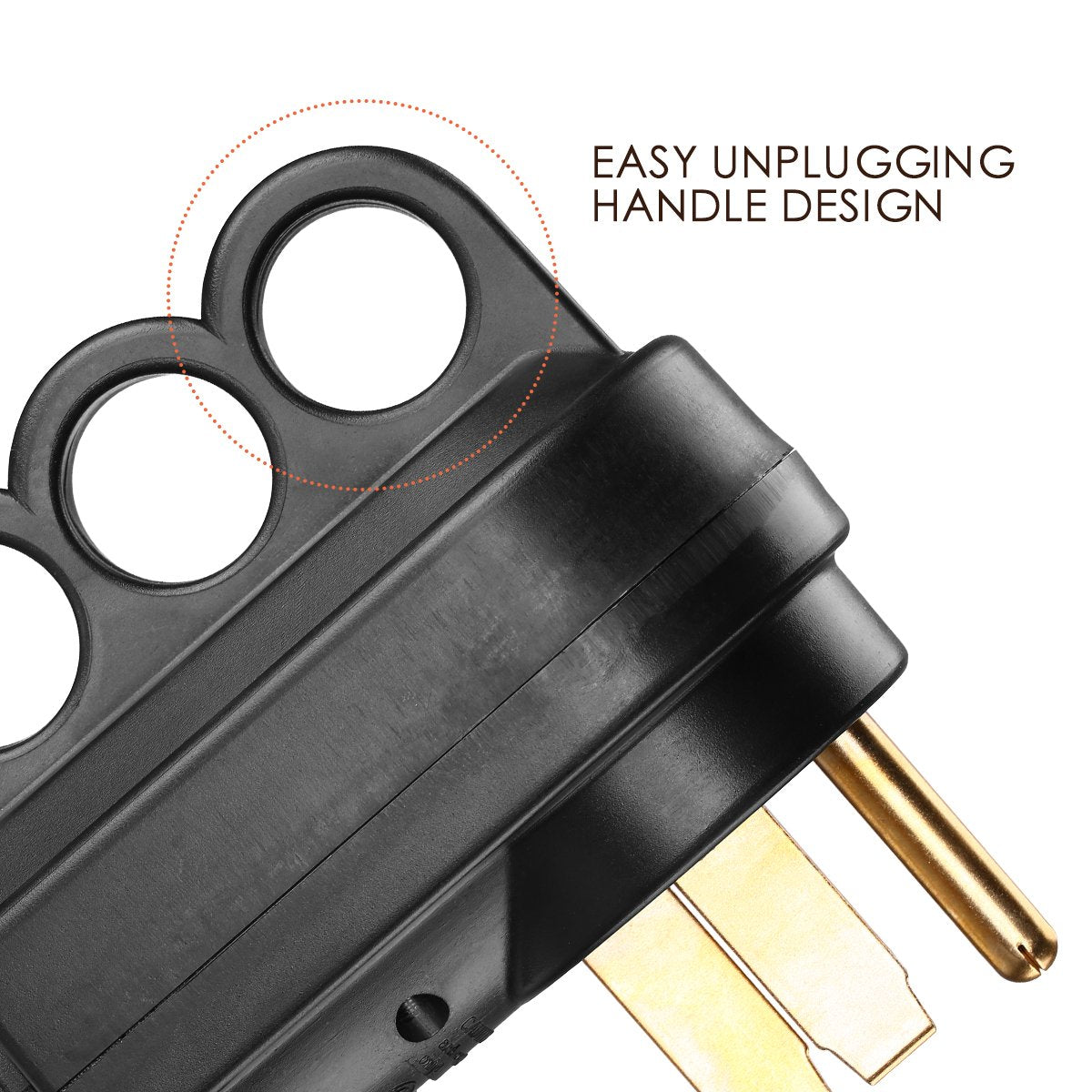 Miady ergonomic handle design enables easy unplugging and comfortable handling.