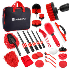 MIANYINGR 25pcs car detailing kit with drill brushes for versatile cleaning tasks.