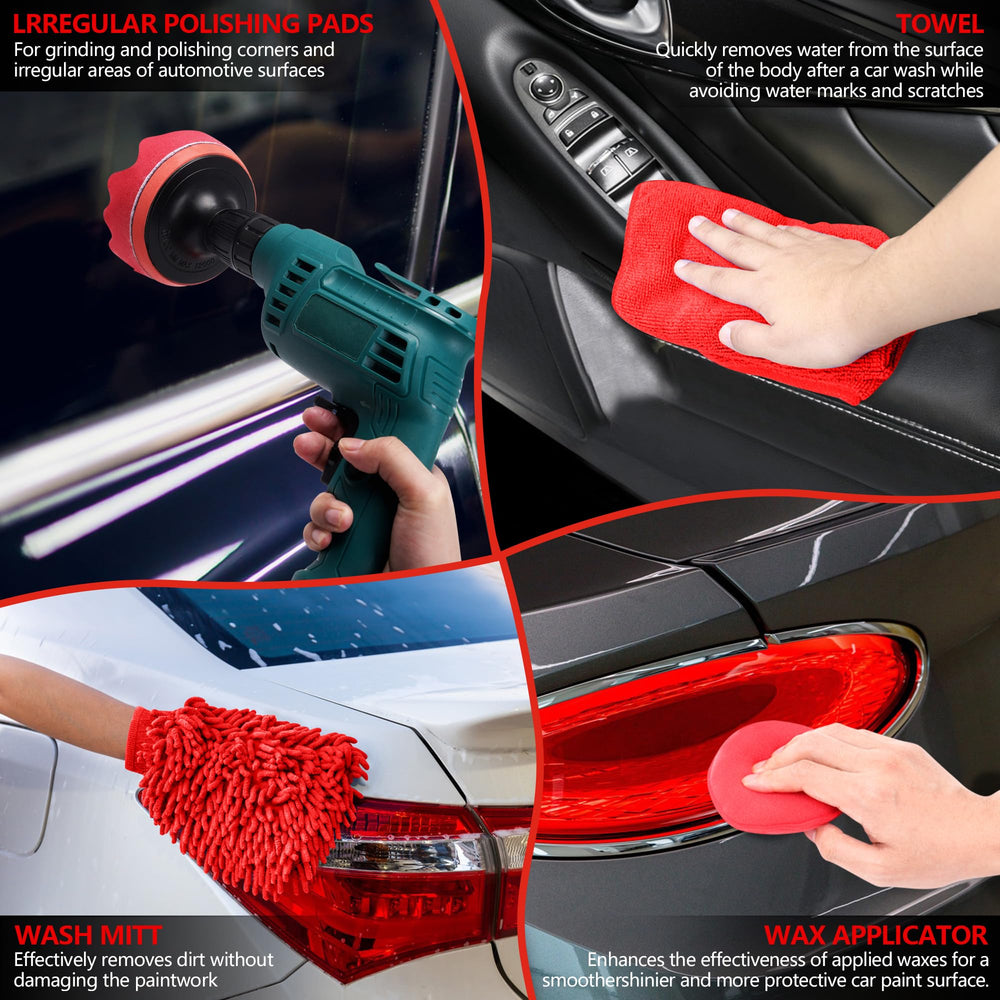 MIANYINGR portable red handbag detailing kit keeps tools organized for travel.