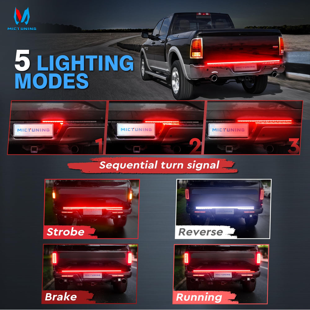 MICTUNING tailgate light shows left and right turn signals for safer lane changes