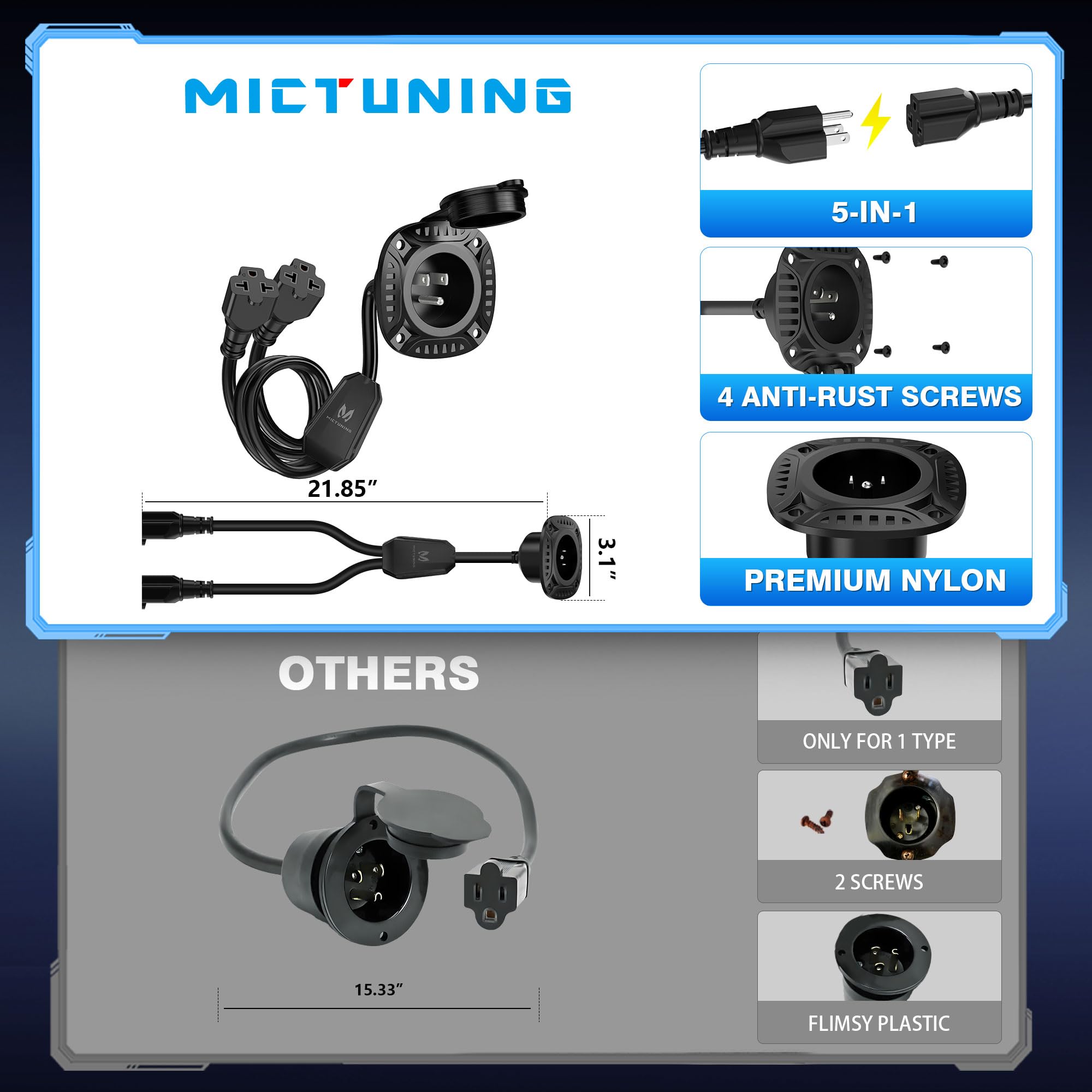 MICTUNING waterproof cap protecting the inlet from snow, rain, and ice