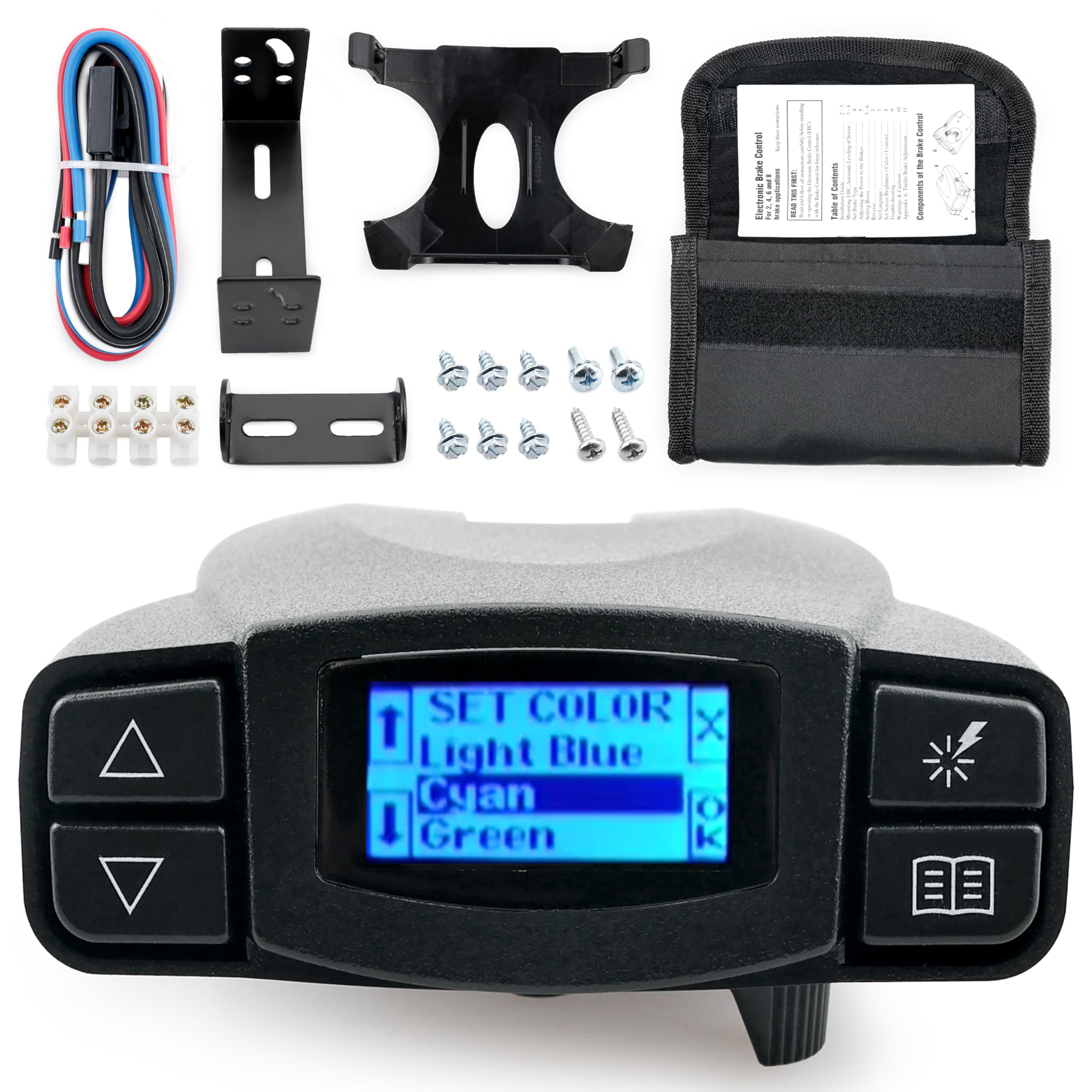 MiCCiKA 90195 LCD display showing brake output and diagnostics for easy monitoring
