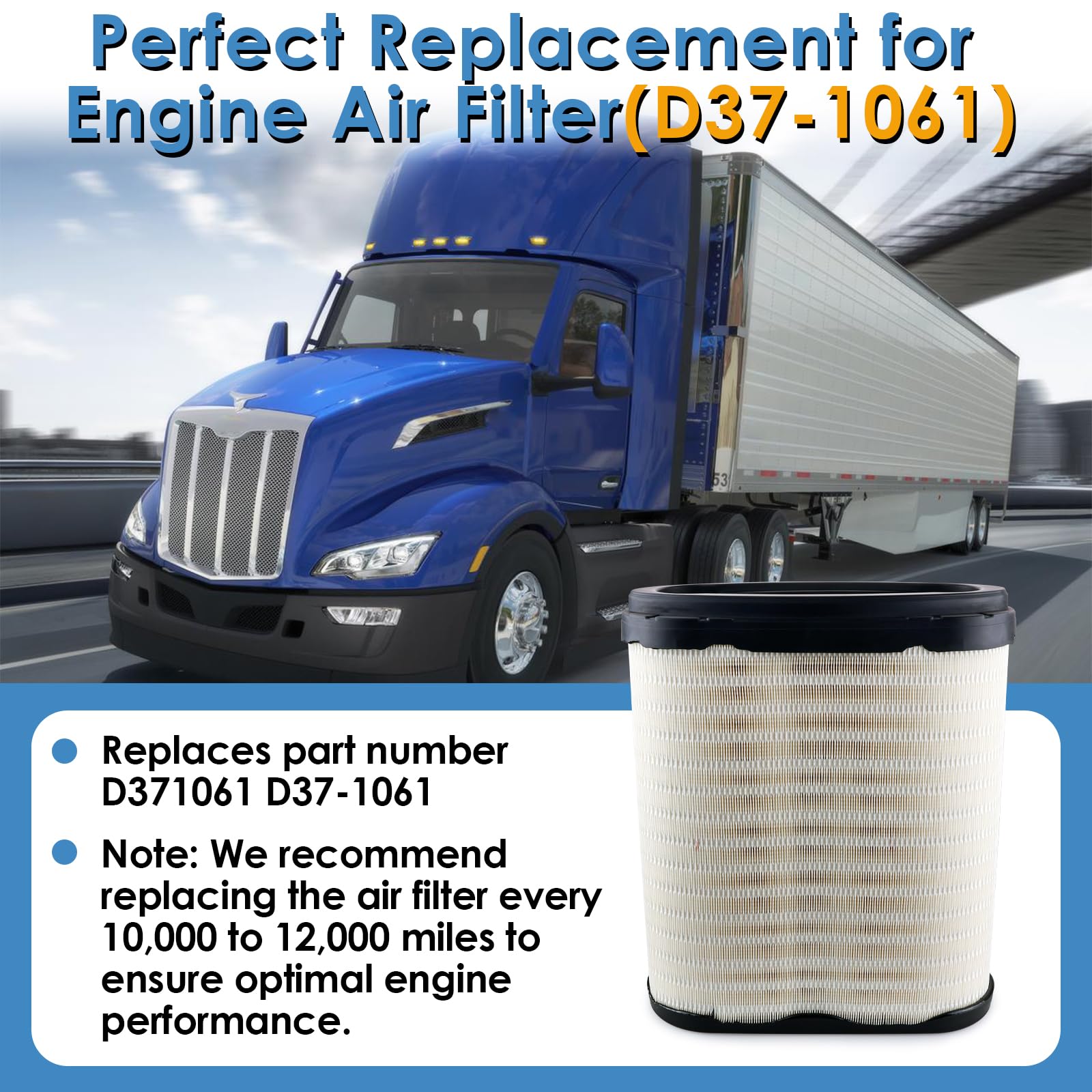 MiCCiKA D37-1061 filter installed in 2023 Peterbilt 579 intake