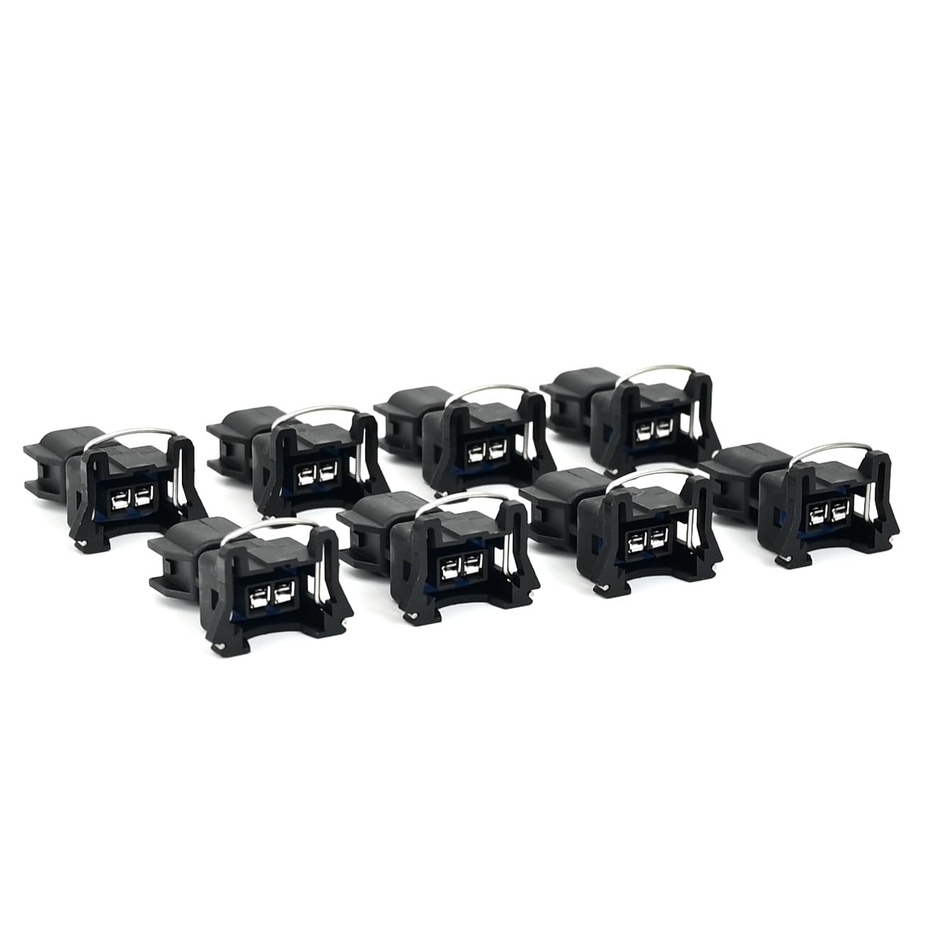 Close-up of OEM-style connectors on the Michigan Motorsports EV6 to EV1 adapter.