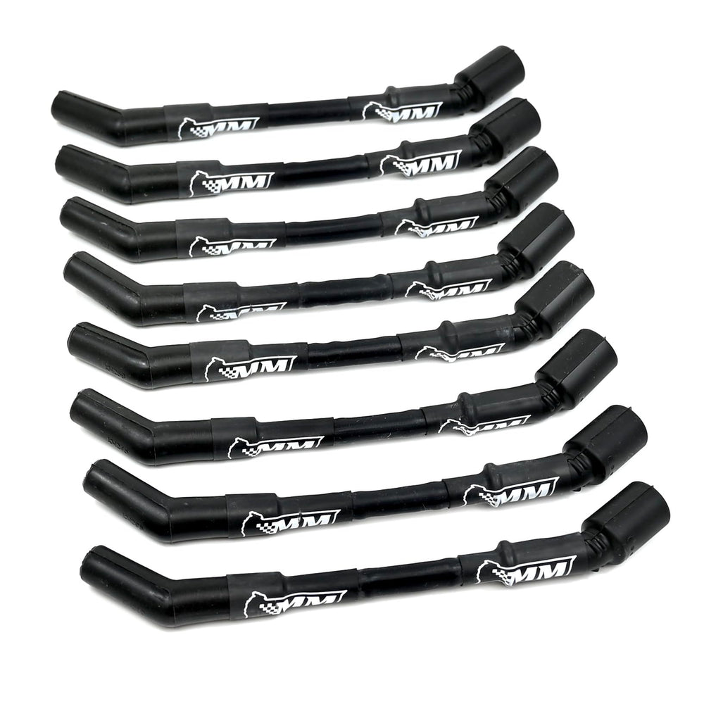 Michigan Motorsports LS wire set with black 10mm boots for clean under-hood aesthetics.