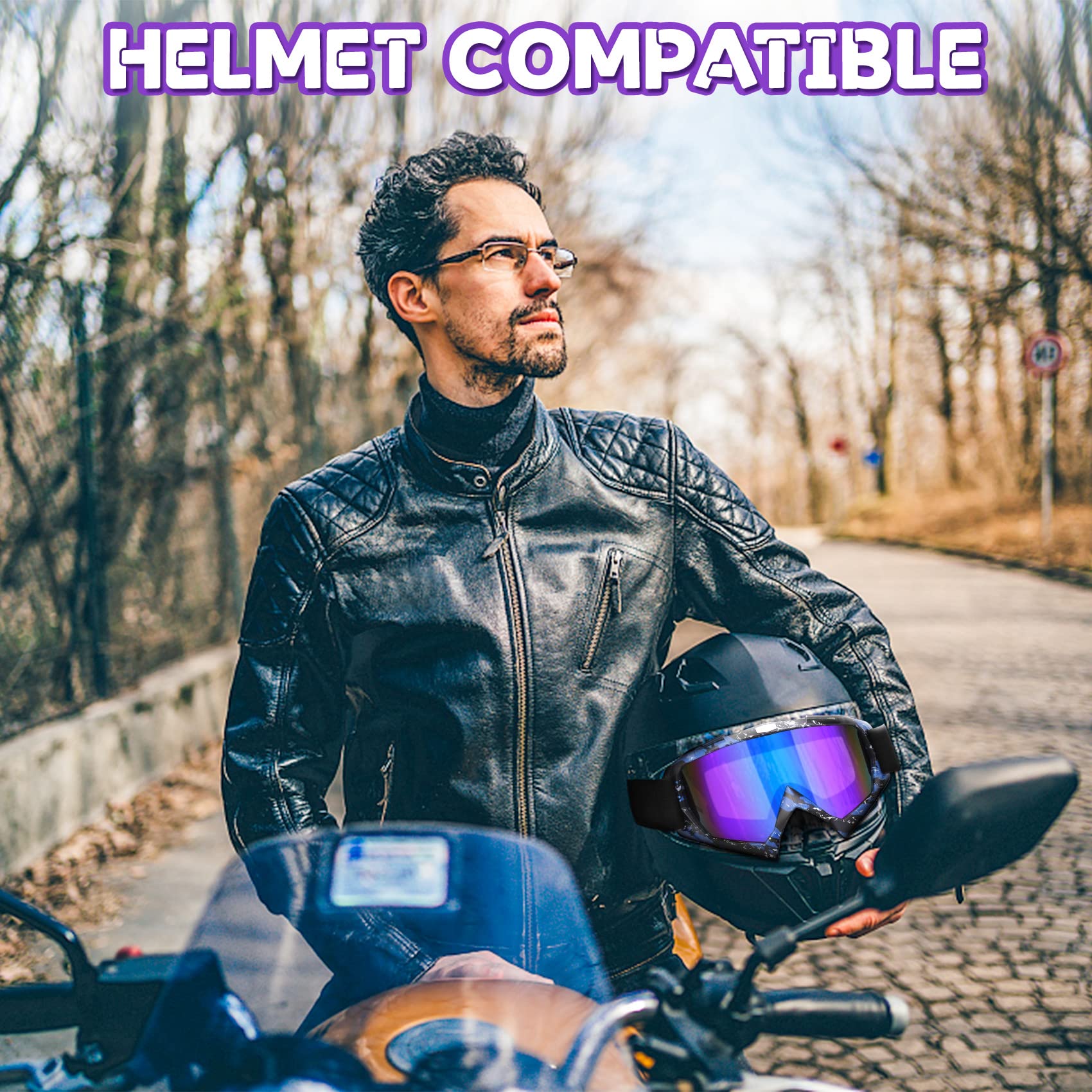 Micnaron Dirt Bike Goggles drop-resistant lens for rugged conditions.