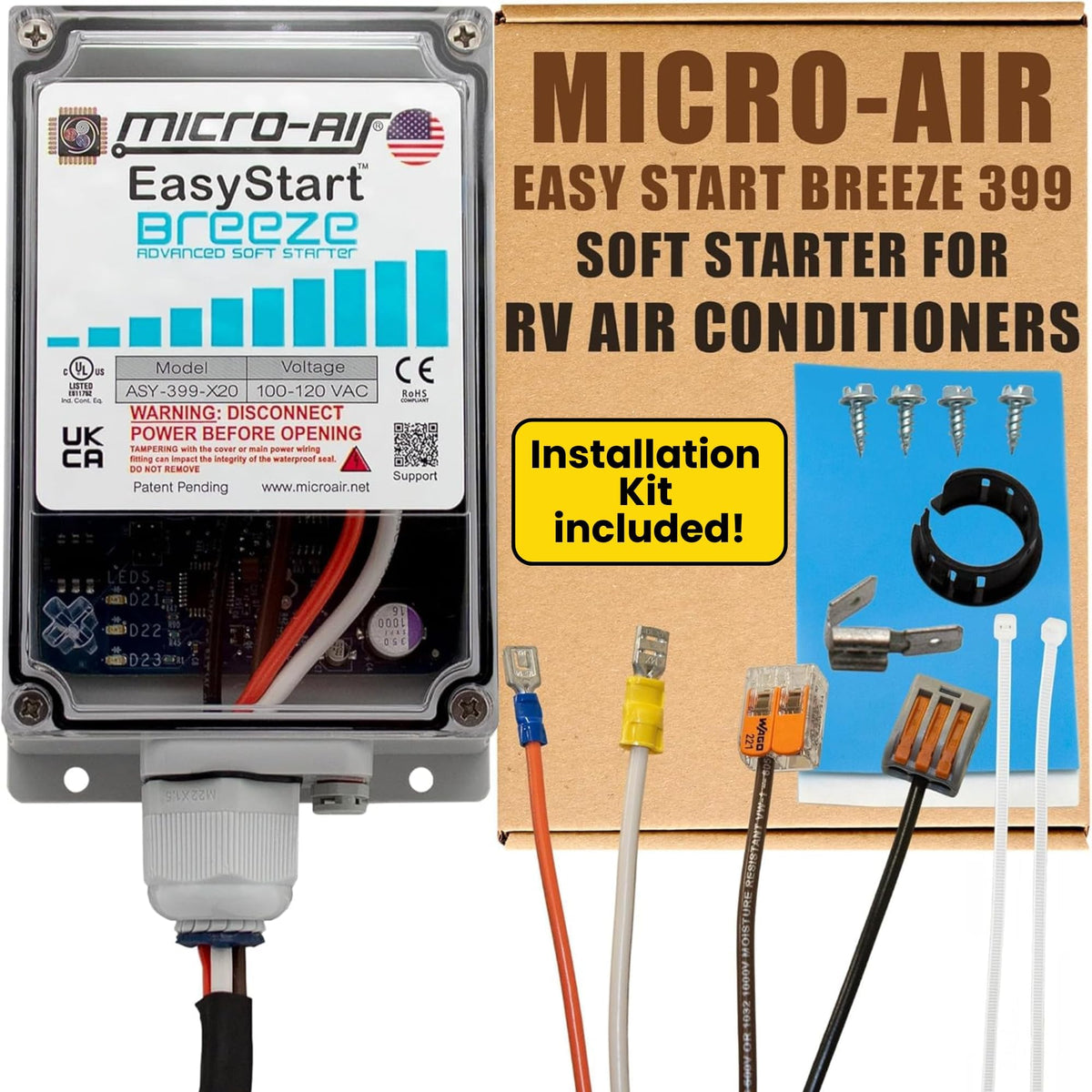Micro Air EasyStart 399 compact design aids RV AC installation and space efficiency.