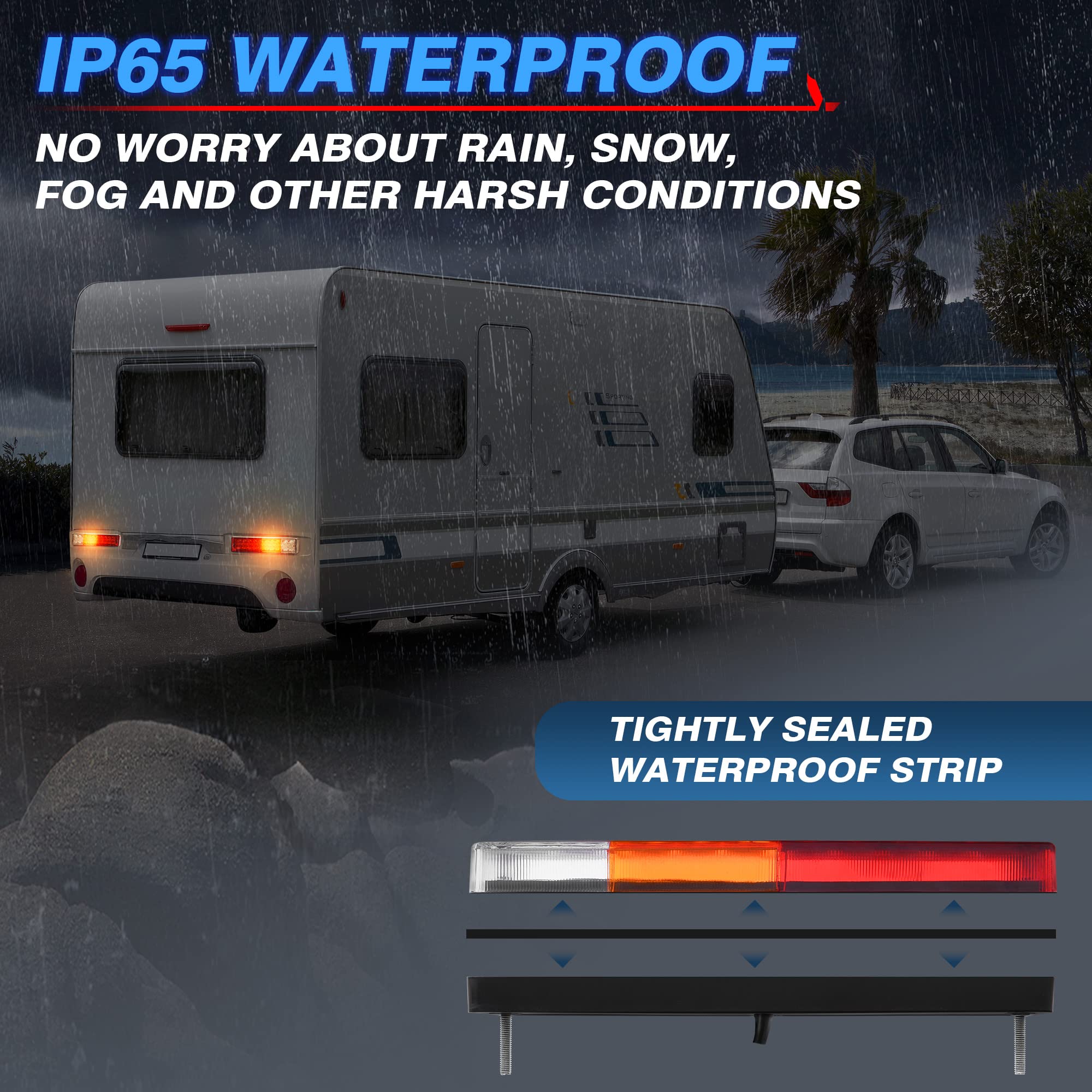 MICTUNING 20 trailer tail lights bar five-wire connection simplifies setup